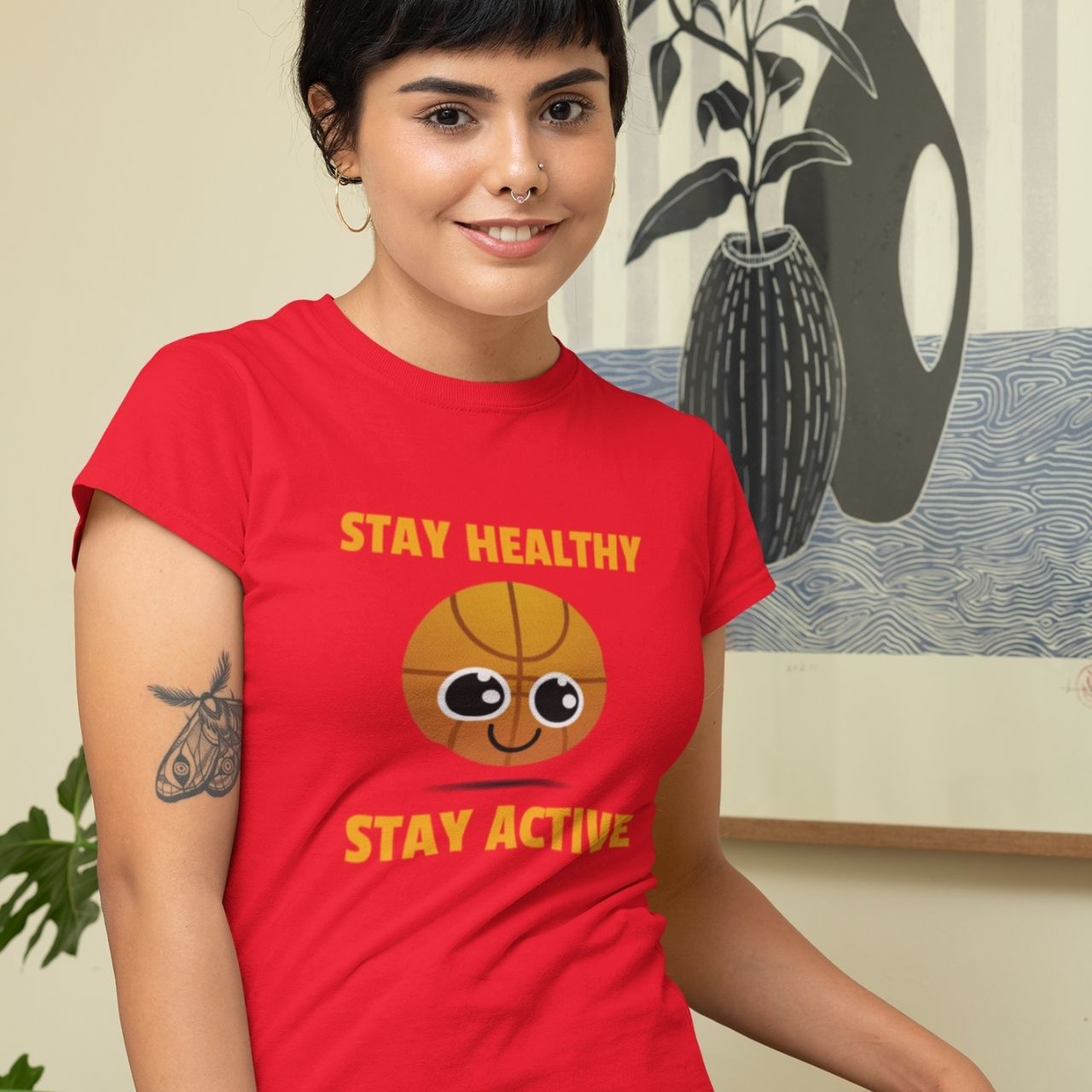 T-Shirt for men and women 'Stay healthy, Stay Active shirt', summer clothes casual regular fit, top clothes for daily wear. short sleeve tee. product thumbnail image