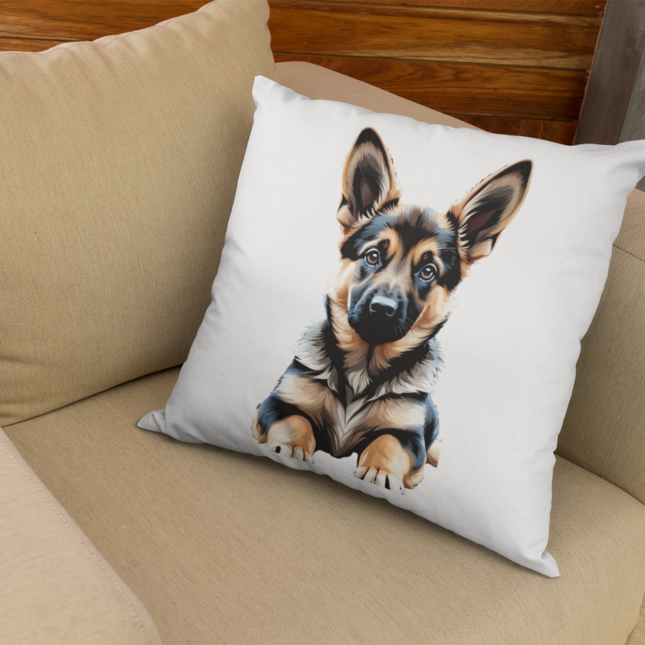 Spun Polyester Square Pillow puppy German shepherd Spun Polyester Square Pillow puppy German shepherd