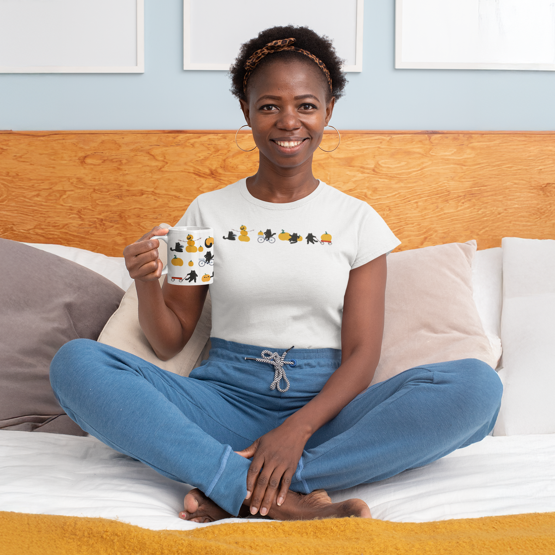 Cozy Fall Cats T-Shirt | Playful Black Cats & Pumpkins | Unisex Cotton Tee for Autumn product thumbnail image Cozy Fall Cats T-Shirt | Playful Black Cats & Pumpkins | Unisex Cotton Tee for Autumn product thumbnail image