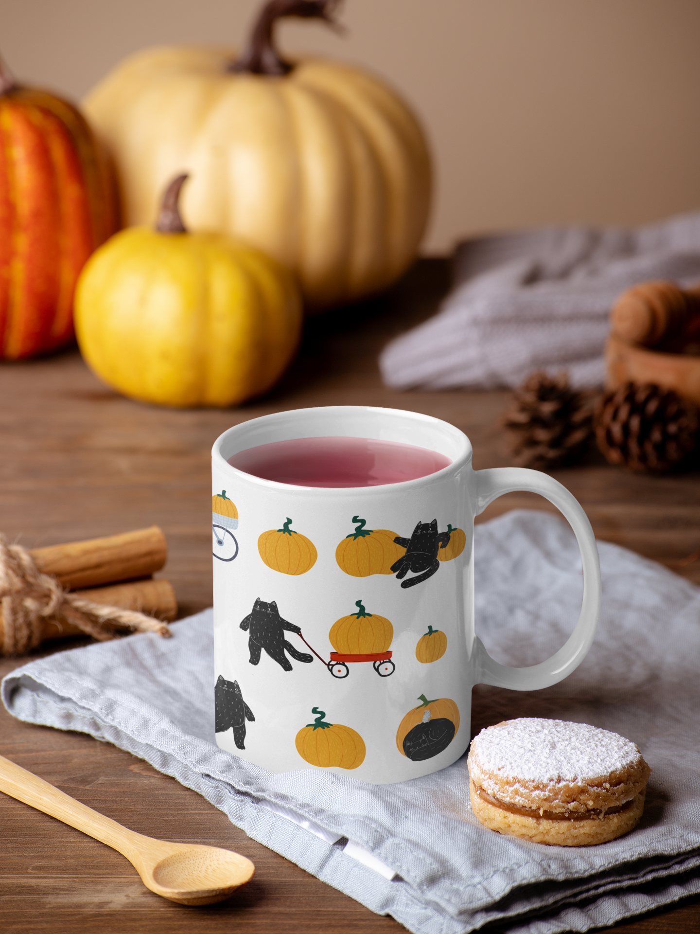 Cozy Fall Cats Mug | Playful Black Cats & Pumpkins | 11oz Ceramic Mug product thumbnail image Cozy Fall Cats Mug | Playful Black Cats & Pumpkins | 11oz Ceramic Mug product thumbnail image