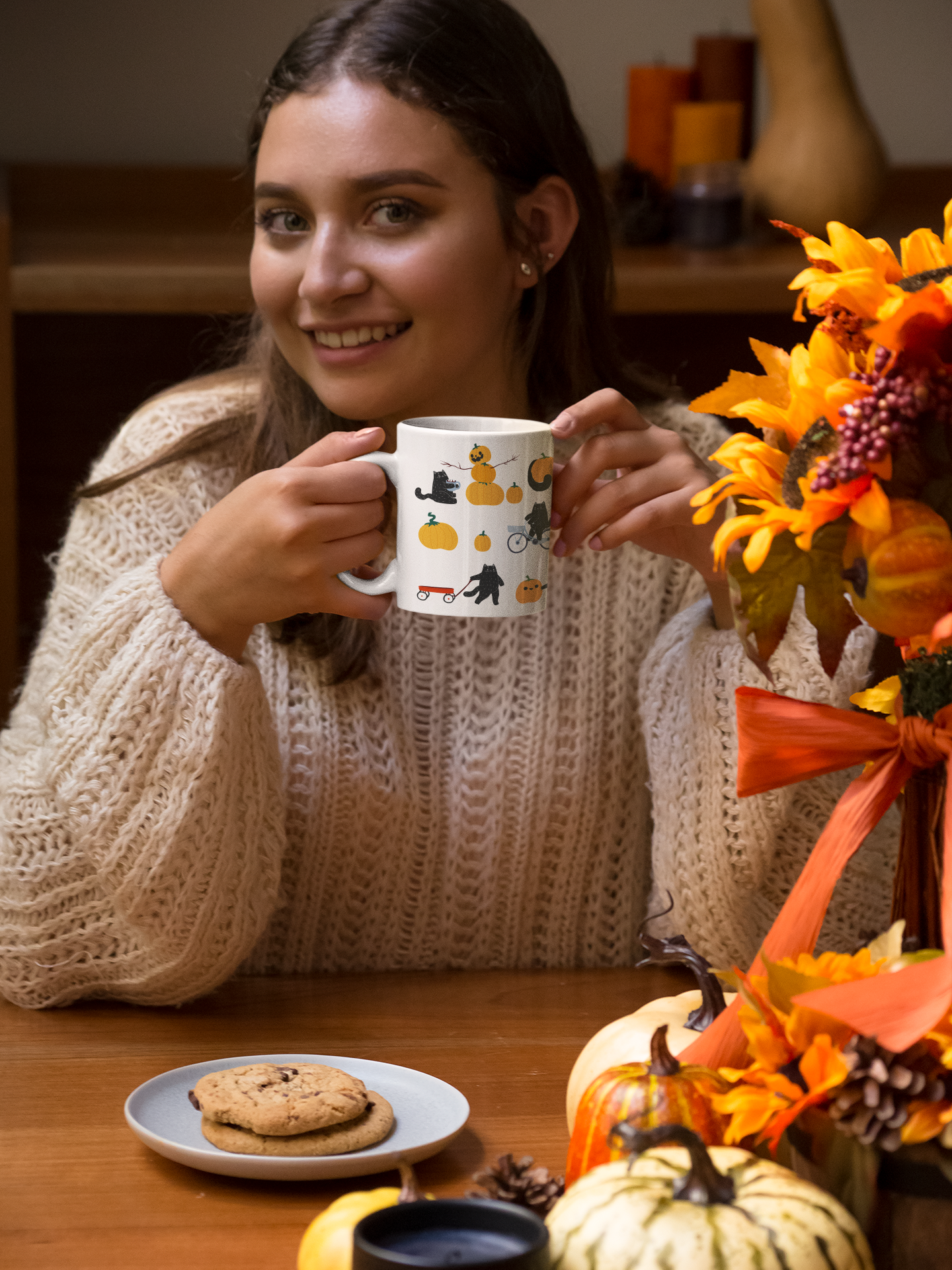 Cozy Fall Cats Mug | Playful Black Cats & Pumpkins | 11oz Ceramic Mug product thumbnail image Cozy Fall Cats Mug | Playful Black Cats & Pumpkins | 11oz Ceramic Mug product thumbnail image