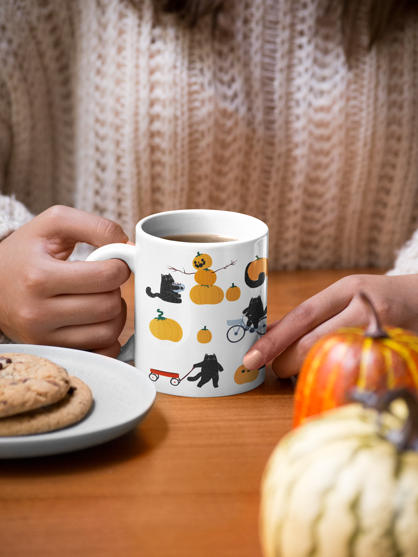 Cozy Fall Cats Mug | Playful Black Cats & Pumpkins | 11oz Ceramic Mug product thumbnail image Cozy Fall Cats Mug | Playful Black Cats & Pumpkins | 11oz Ceramic Mug product thumbnail image