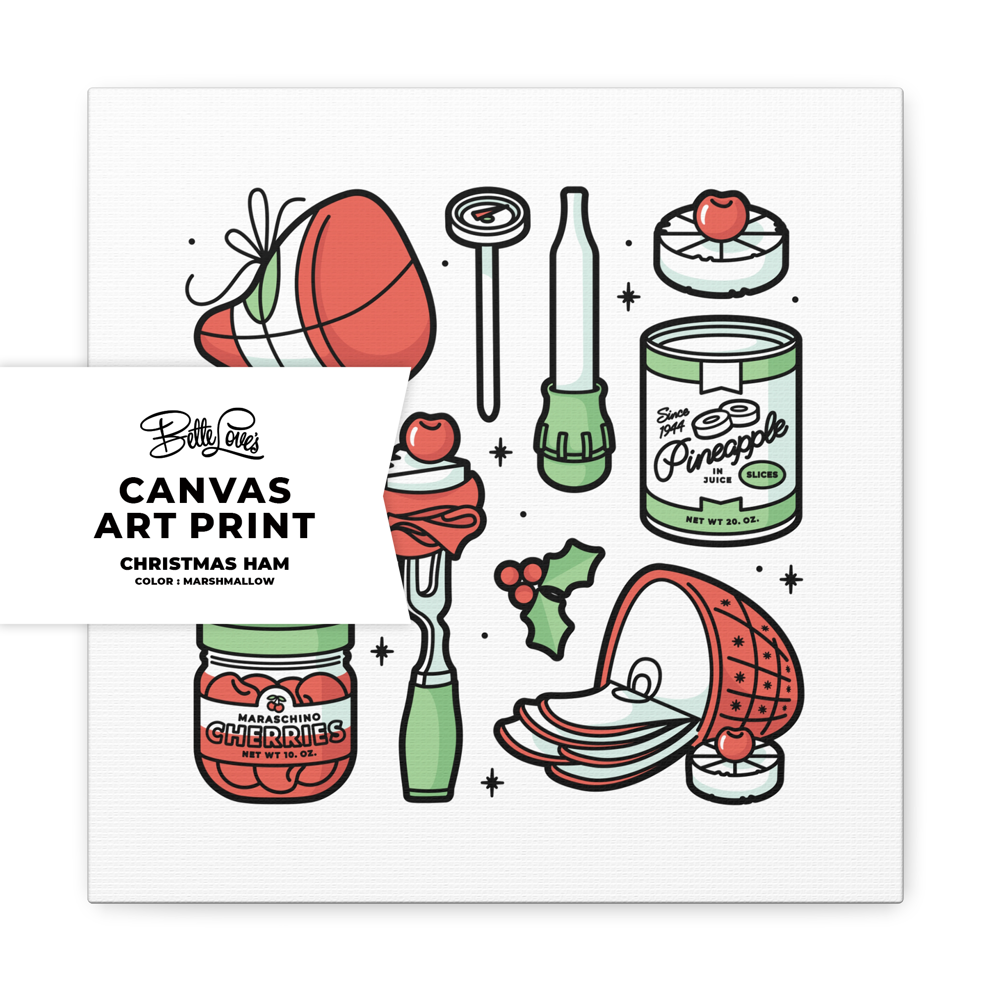 Christmas Ham Canva Art Print in Marshmallow Christmas Ham Canva Art Print in Marshmallow