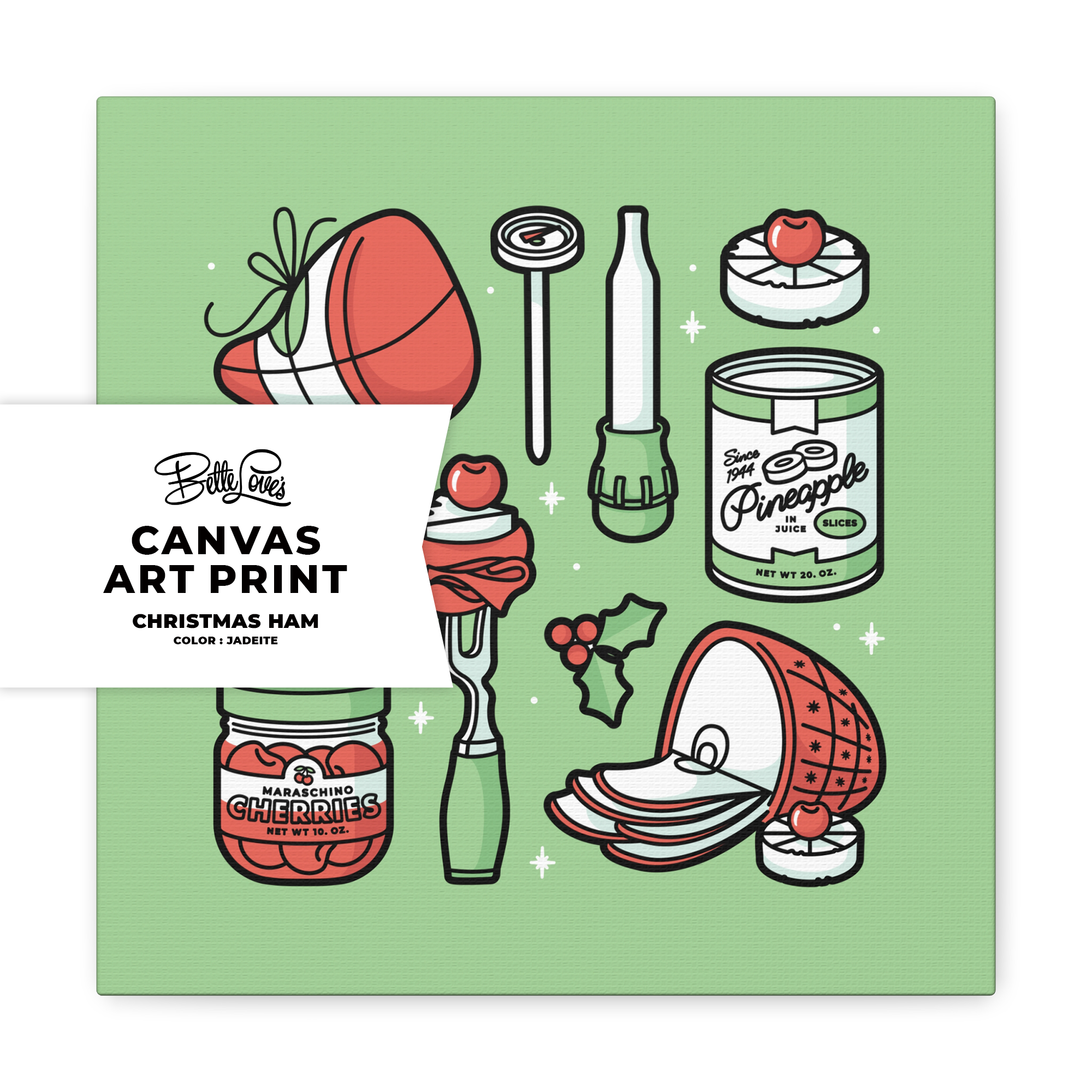 Christmas Ham Canva Art Print in Jadeite Christmas Ham Canva Art Print in Jadeite