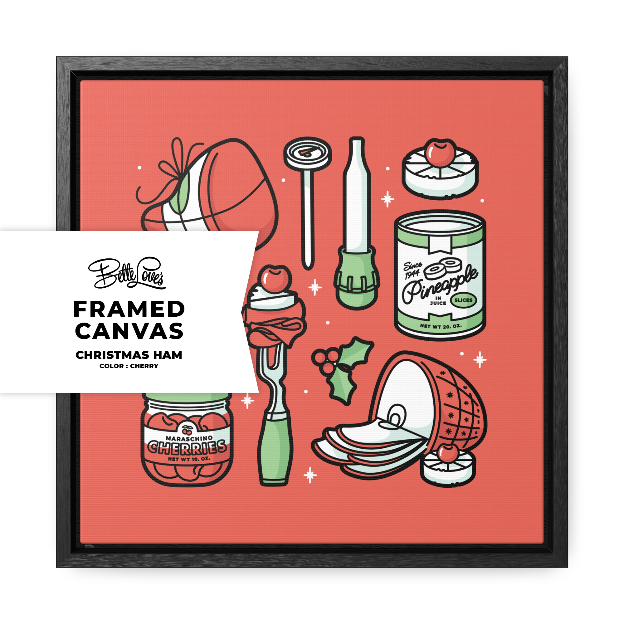 Christmas Ham Framed Canvas in Cherry Christmas Ham Framed Canvas in Cherry