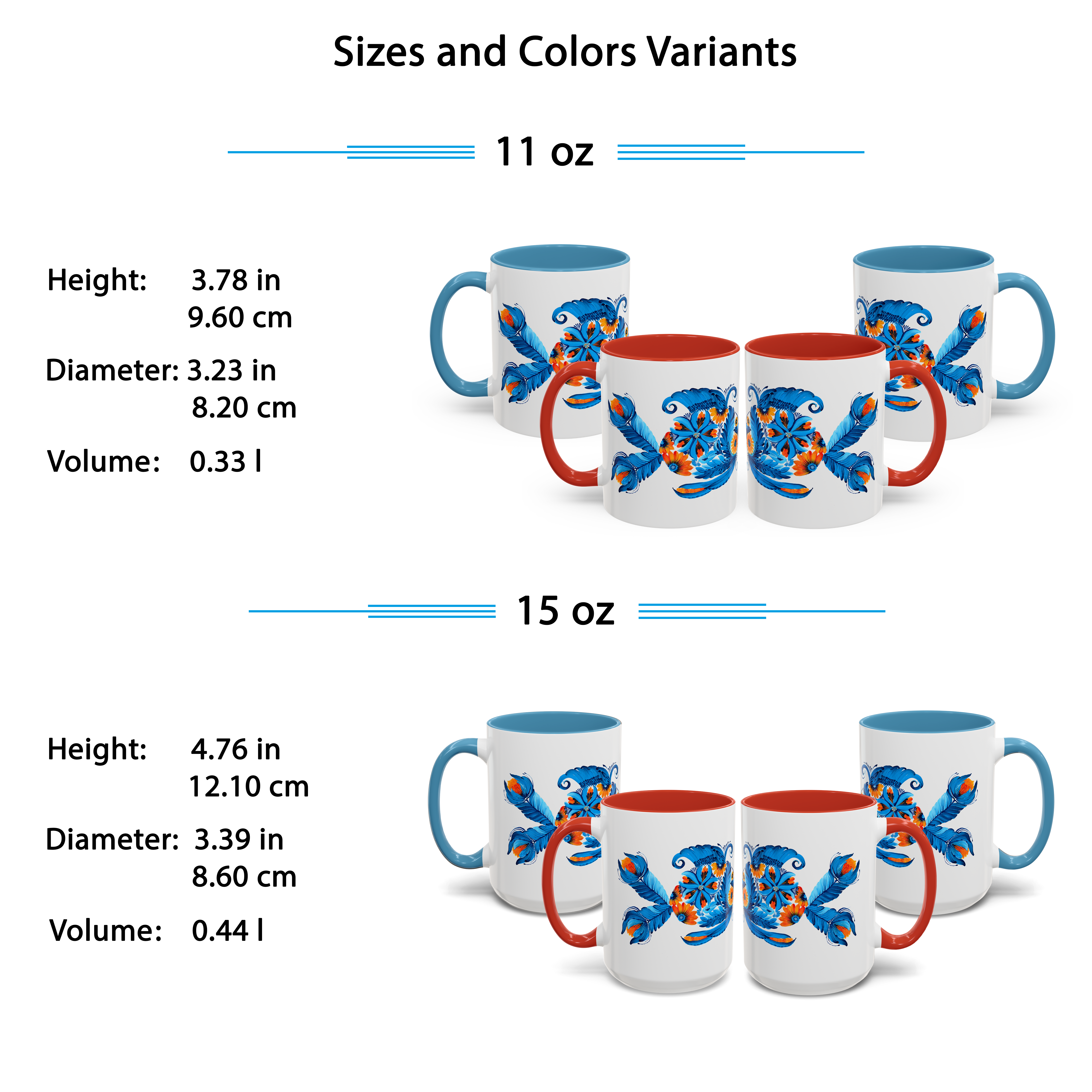 Ukrainian Art Accent Mug | Petrykivka Fish Design | 11oz & 15oz Ceramic Coffee Mug product thumbnail image Ukrainian Art Accent Mug | Petrykivka Fish Design | 11oz & 15oz Ceramic Coffee Mug product thumbnail image