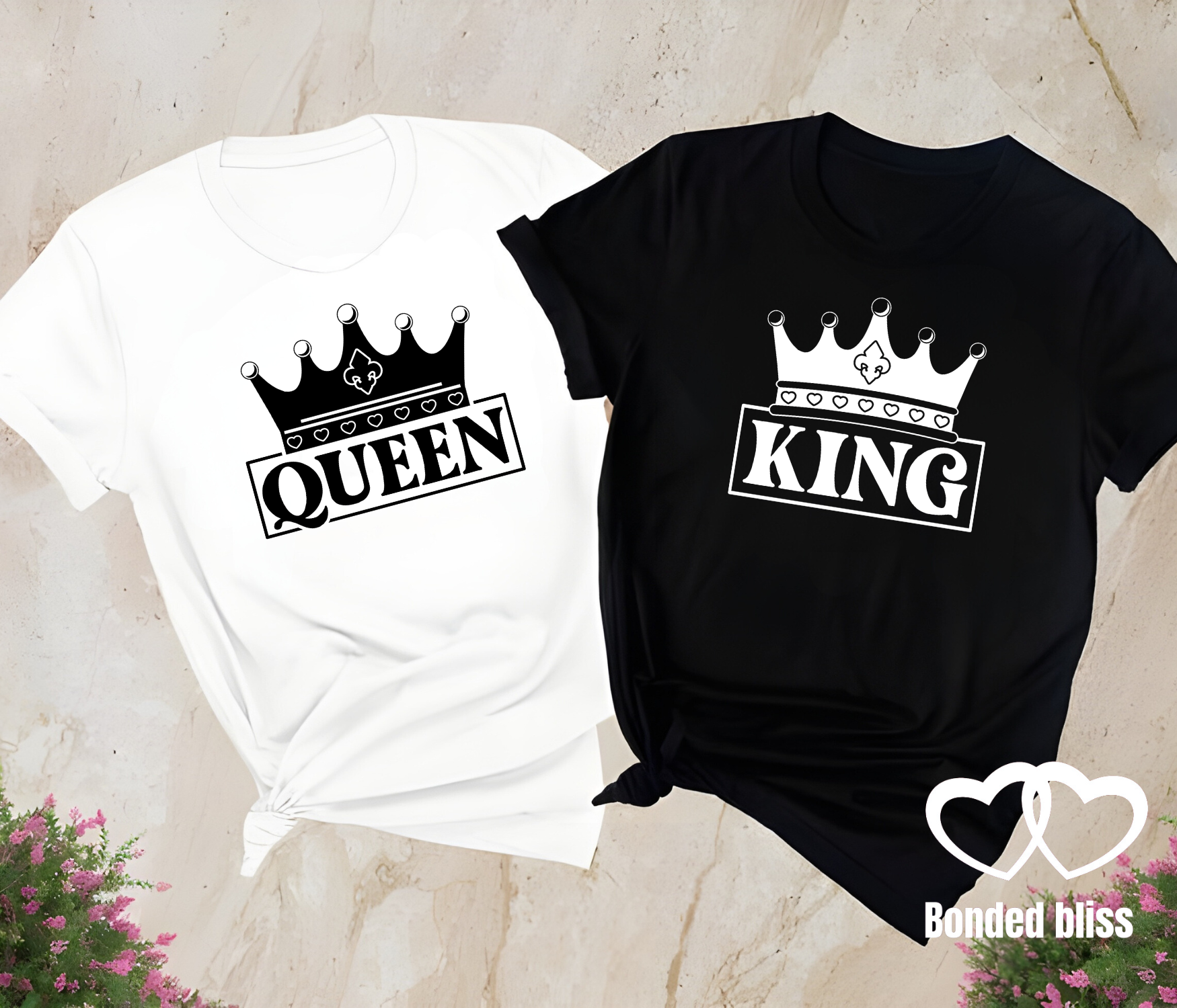 King &amp; Queen Matching Couple Shirts – Perfect for Anniversaries, Valentine's Day, and Special Moments"