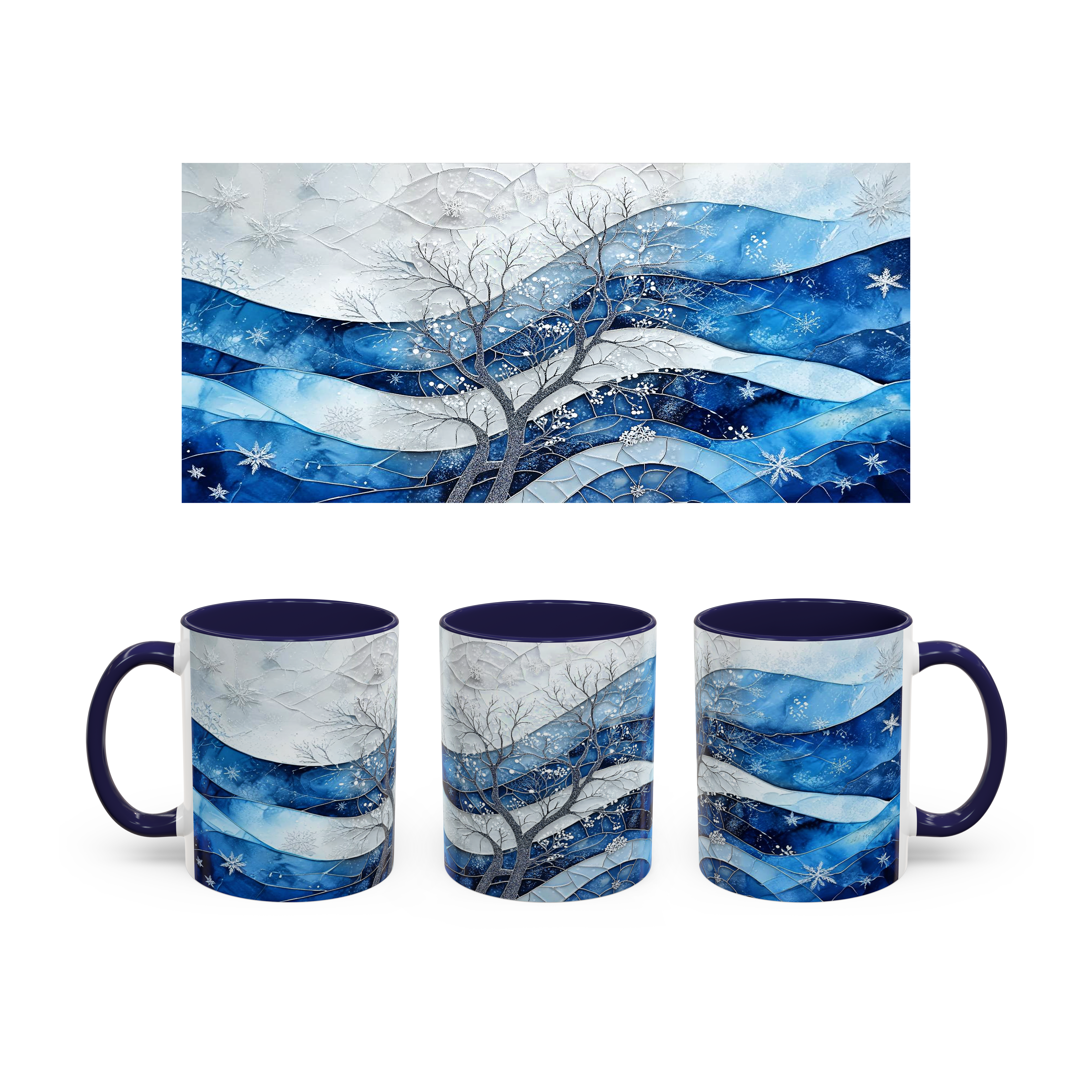 Winter Stained Glass Mug | 11oz Accent Ceramic Coffee Mug | Cozy Art for Hot Beverages product thumbnail image Winter Stained Glass Mug | 11oz Accent Ceramic Coffee Mug | Cozy Art for Hot Beverages product thumbnail image