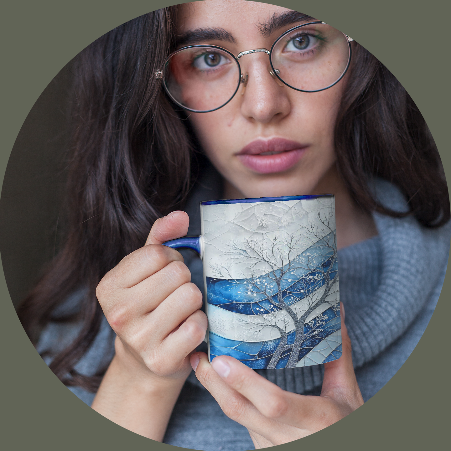 Winter Stained Glass Mug | 11oz Accent Ceramic Coffee Mug | Cozy Art for Hot Beverages Winter Stained Glass Mug | 11oz Accent Ceramic Coffee Mug | Cozy Art for Hot Beverages