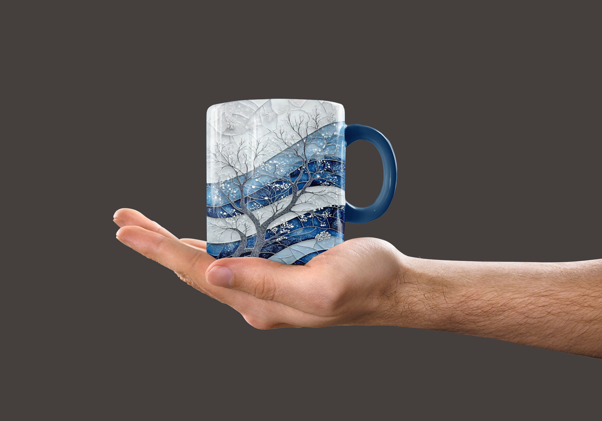 Winter Stained Glass Mug | 11oz Accent Ceramic Coffee Mug | Cozy Art for Hot Beverages product thumbnail image Winter Stained Glass Mug | 11oz Accent Ceramic Coffee Mug | Cozy Art for Hot Beverages product thumbnail image