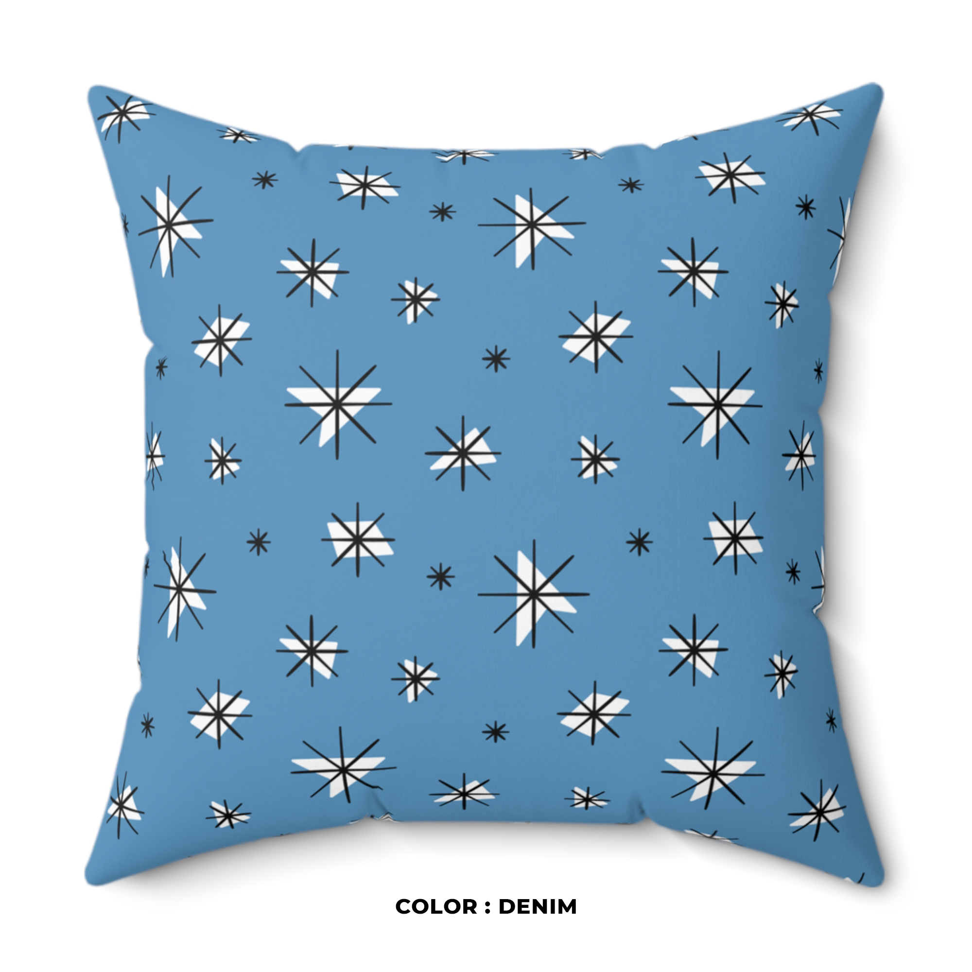 Retro Stars Throw Pillow in Denim product thumbnail image Retro Stars Throw Pillow in Denim product thumbnail image