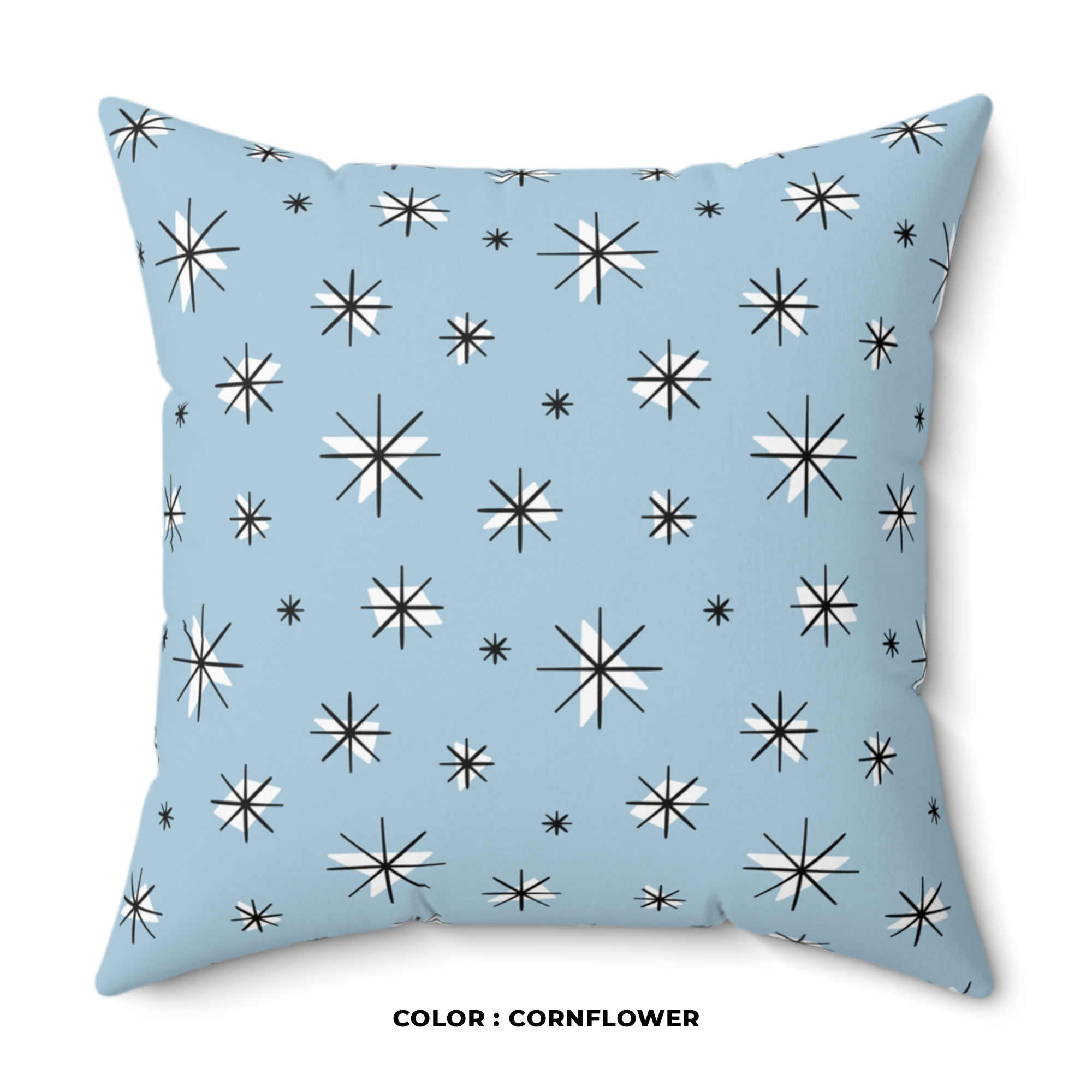 Retro Stars Throw Pillow in Cornflower product thumbnail image Retro Stars Throw Pillow in Cornflower product thumbnail image