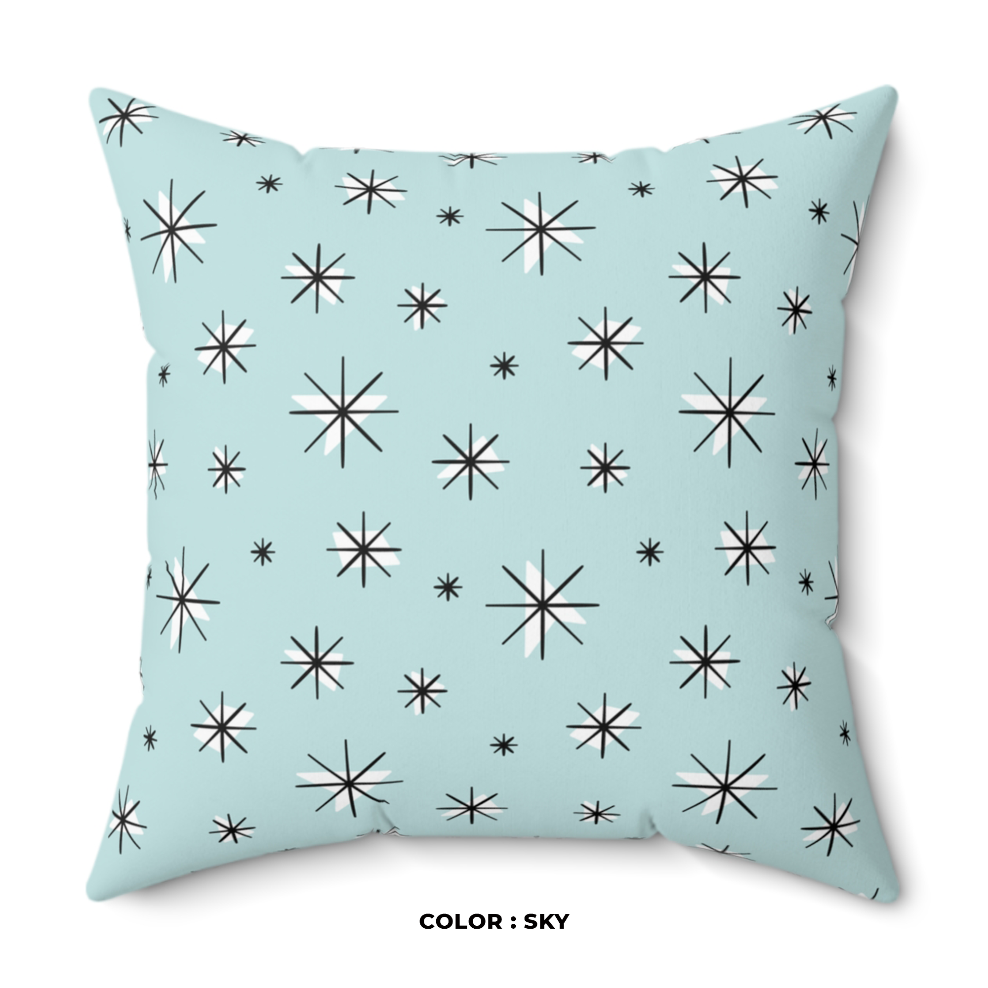 Retro Stars Throw Pillow in Sky product thumbnail image Retro Stars Throw Pillow in Sky product thumbnail image