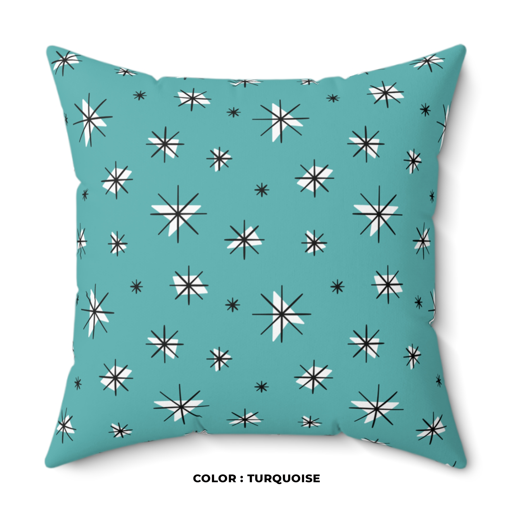 Retro Stars Throw Pillow in Turquoise product thumbnail image Retro Stars Throw Pillow in Turquoise product thumbnail image