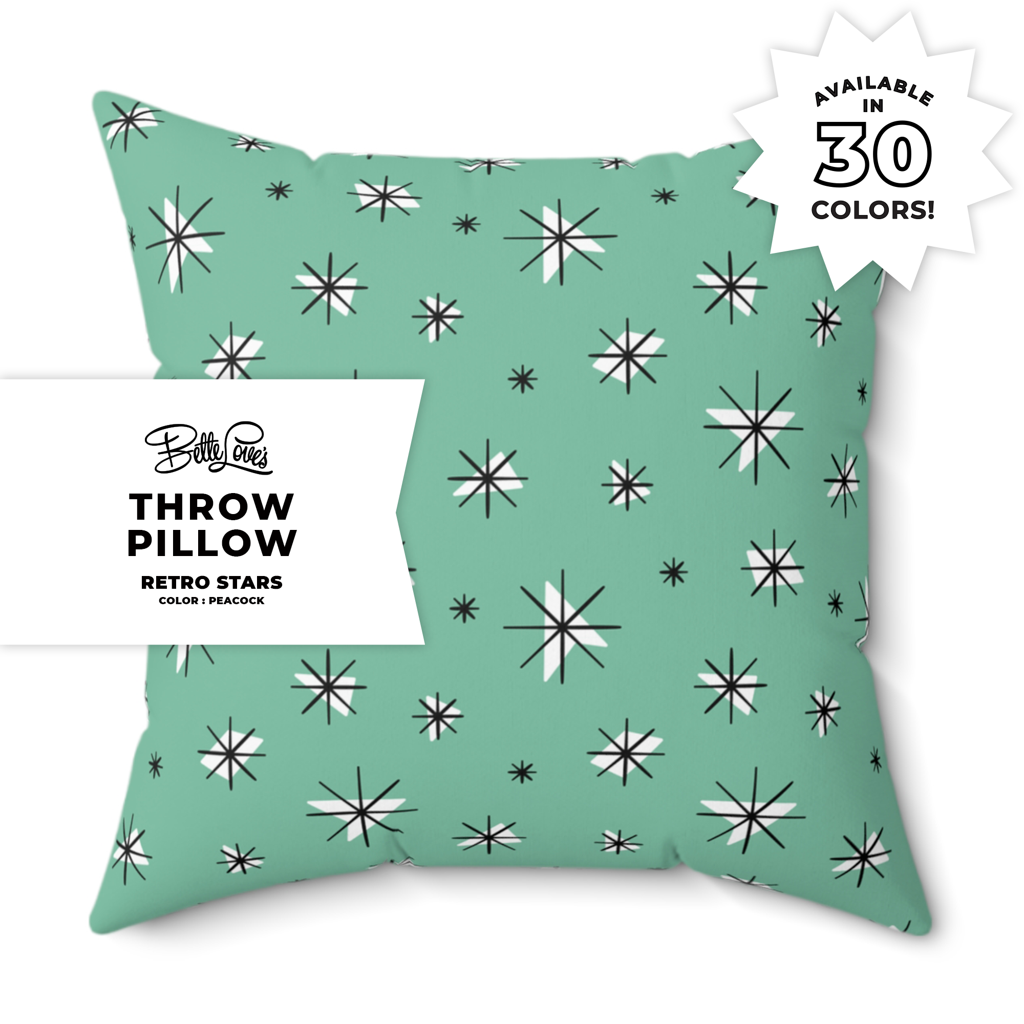 Retro Stars Throw Pillow in Peacock Retro Stars Throw Pillow in Peacock