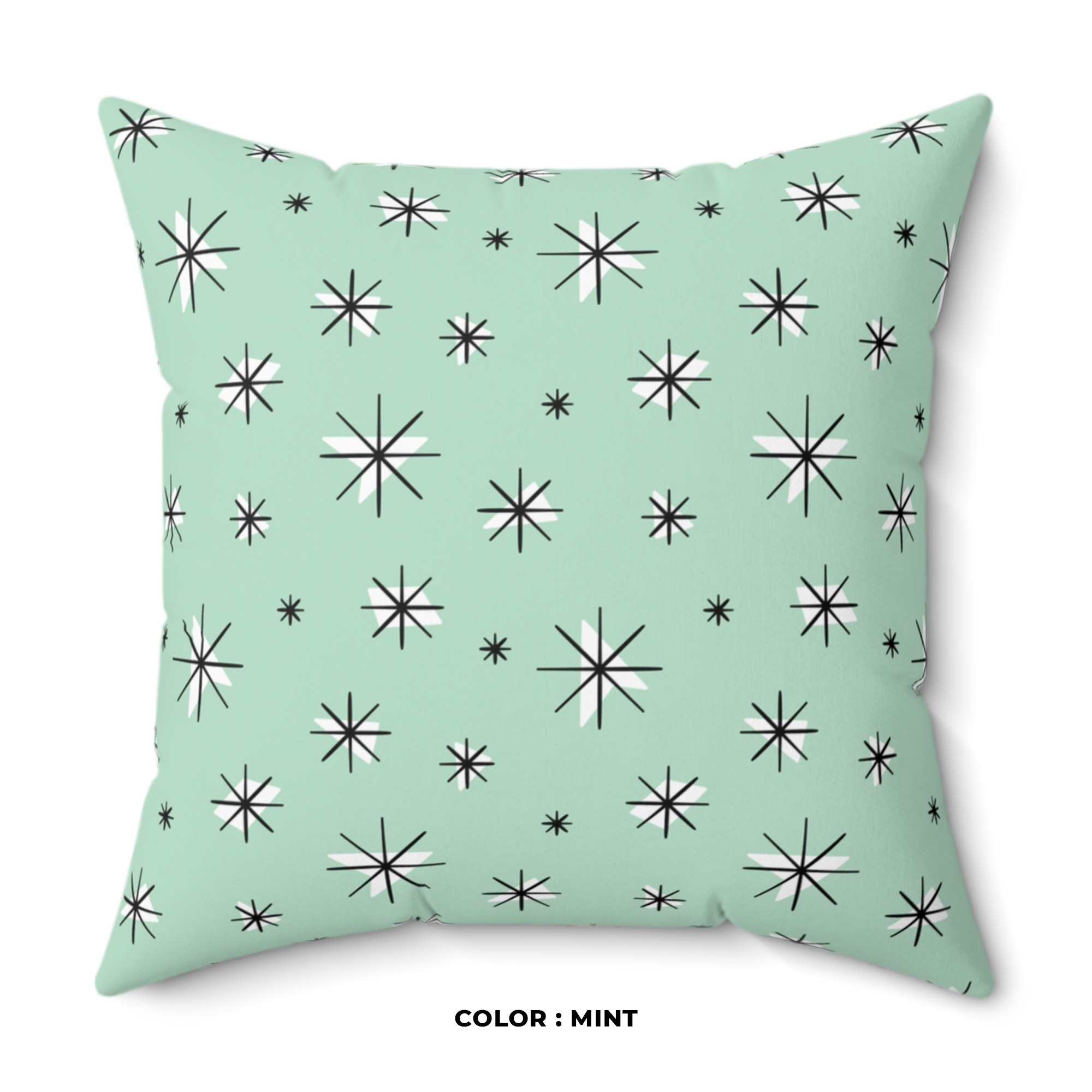Retro Stars Throw Pillow in Mint product thumbnail image Retro Stars Throw Pillow in Mint product thumbnail image