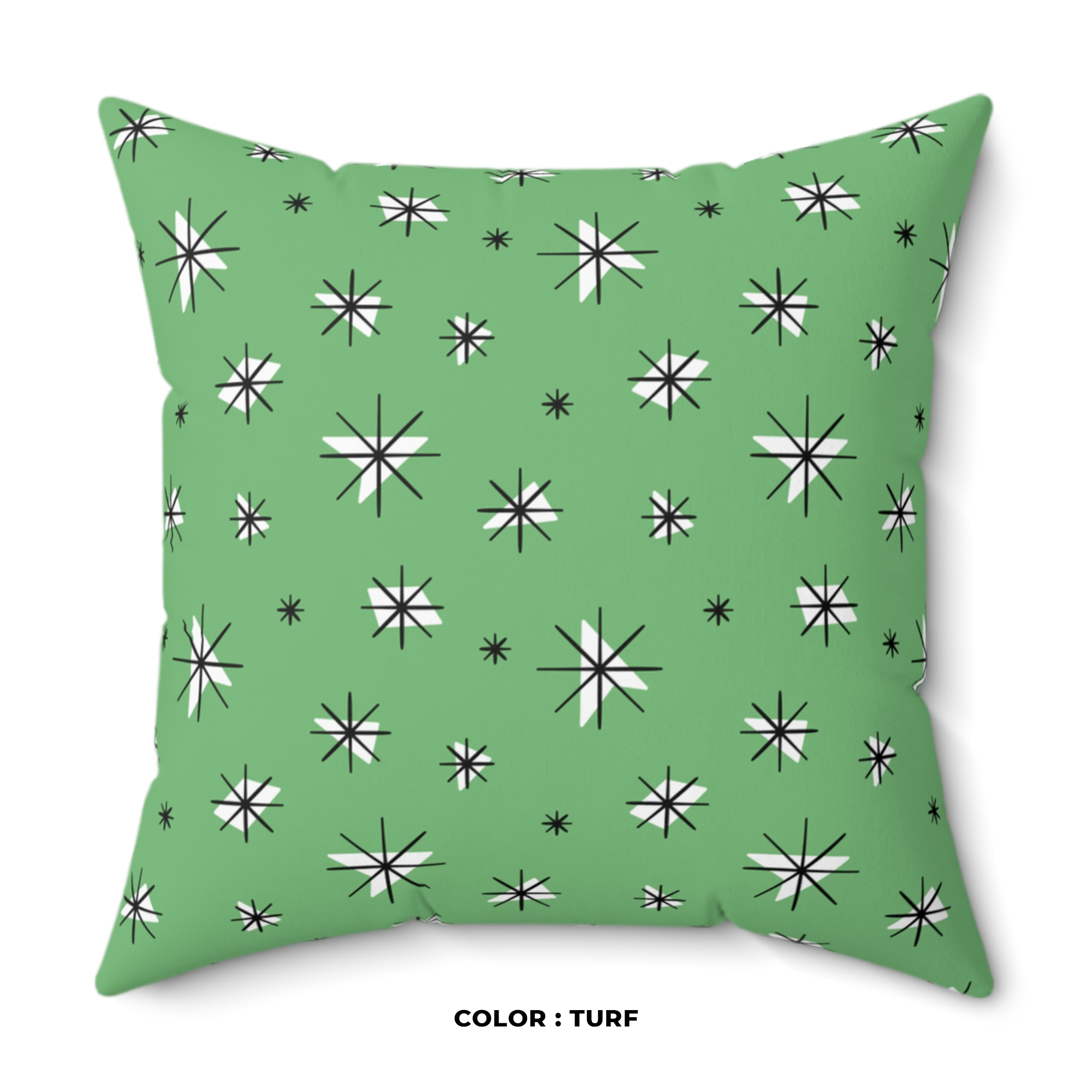 Retro Stars Throw Pillow in Turf product thumbnail image Retro Stars Throw Pillow in Turf product thumbnail image