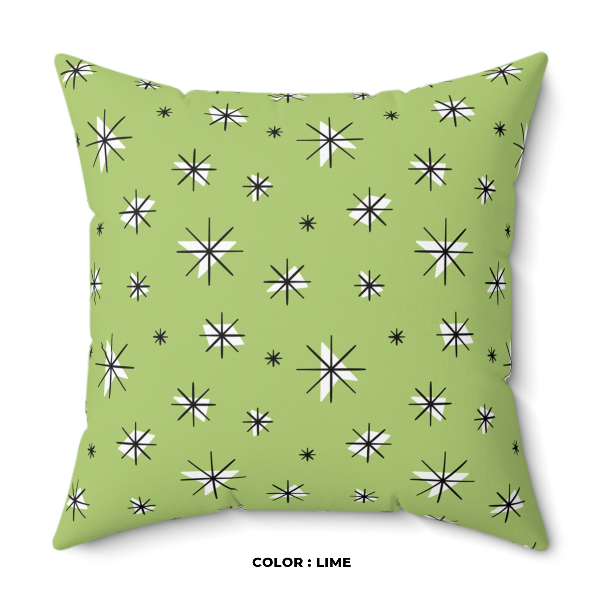 Retro Stars Throw Pillow in Lime product thumbnail image Retro Stars Throw Pillow in Lime product thumbnail image