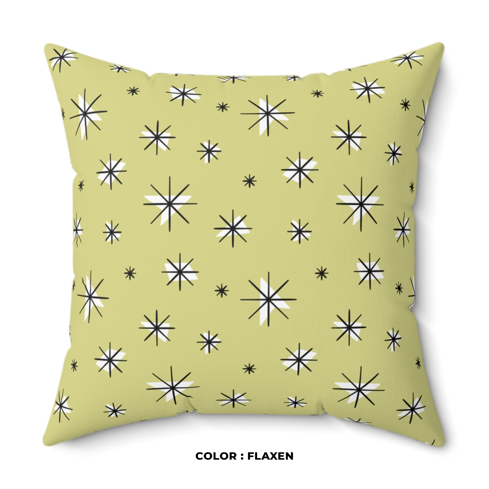 Retro Stars Throw Pillow in Flaxen product thumbnail image Retro Stars Throw Pillow in Flaxen product thumbnail image