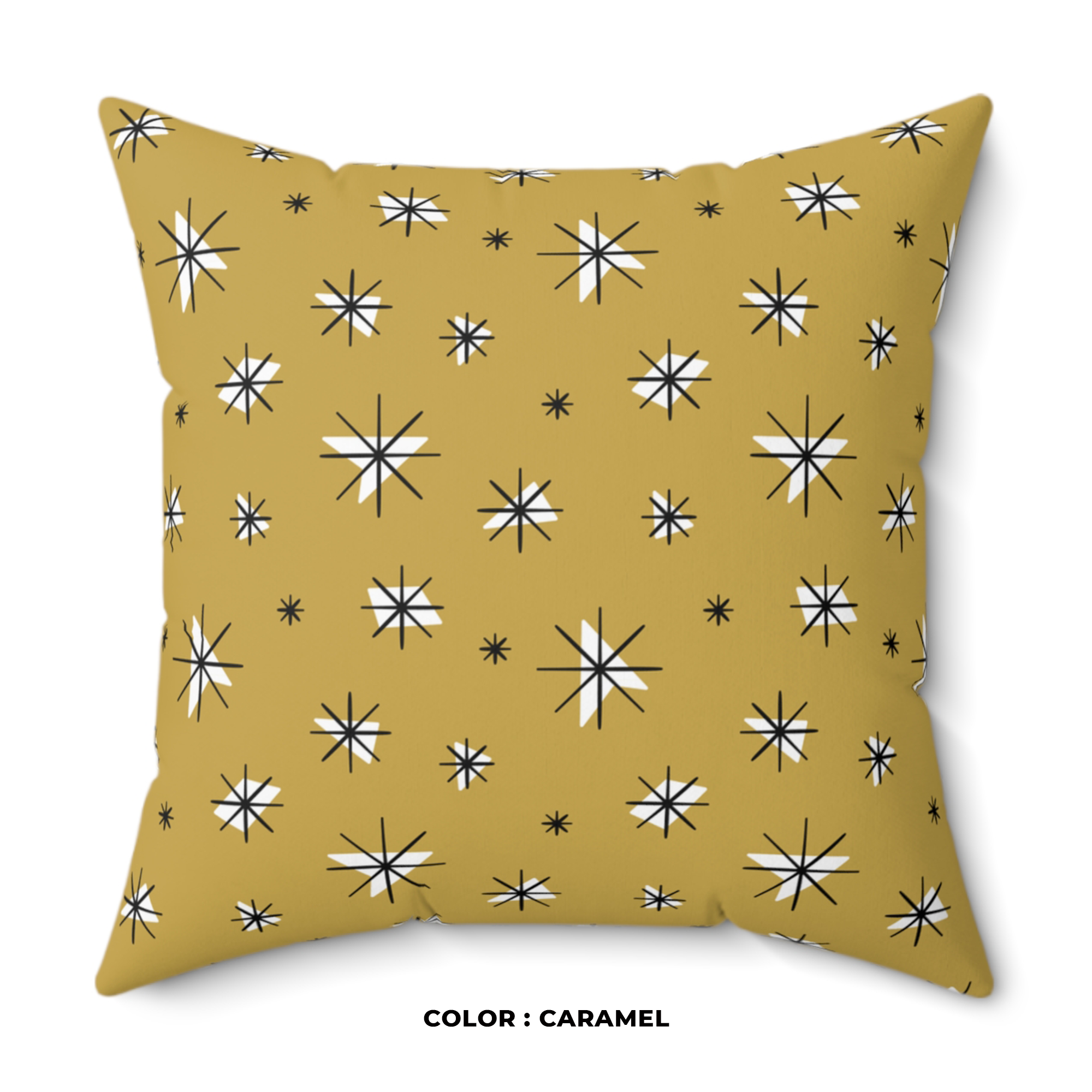 Retro Stars Throw Pillow in Caramel product thumbnail image Retro Stars Throw Pillow in Caramel product thumbnail image