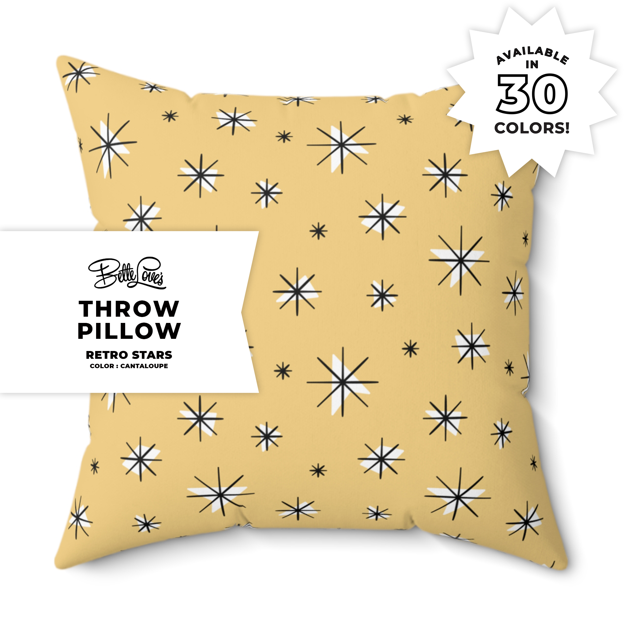 Retro Stars Throw Pillow in Cantaloupe