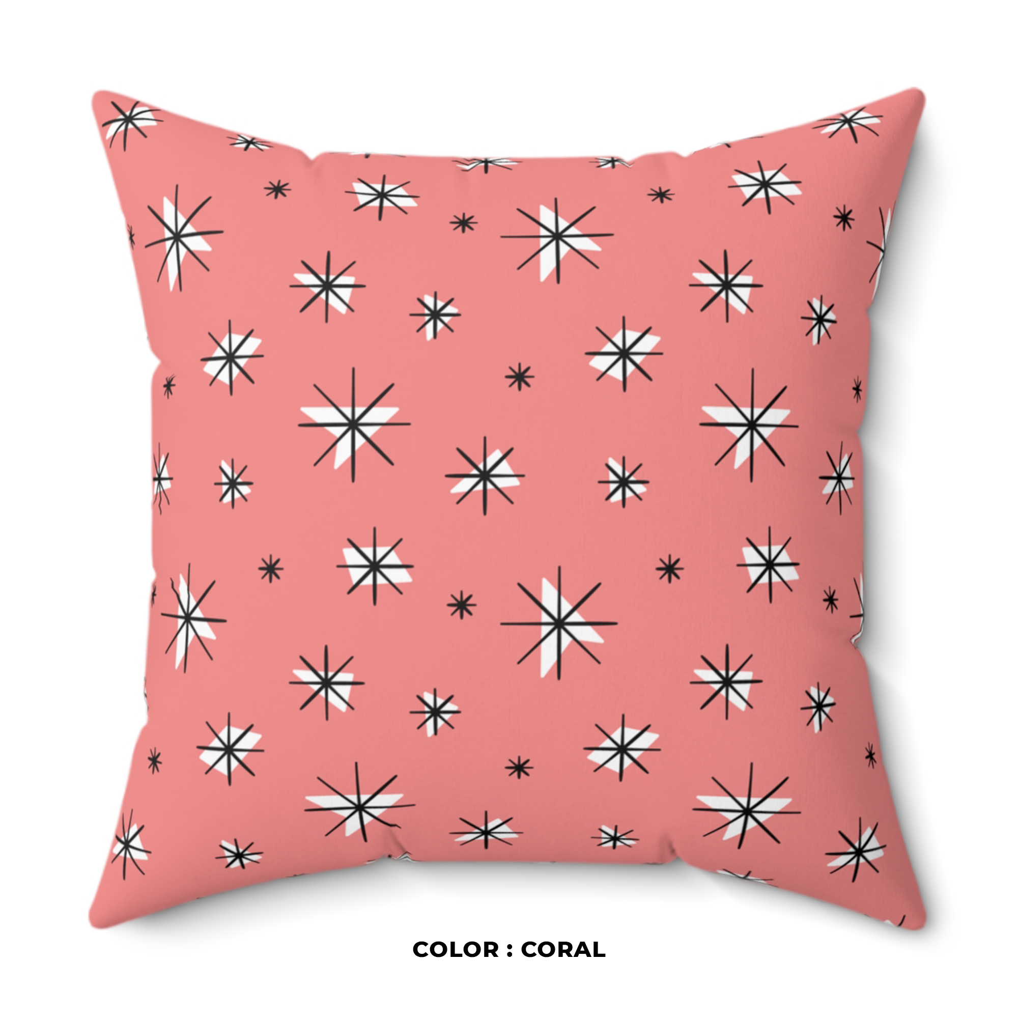 Retro Stars Throw Pillow in Coral product thumbnail image Retro Stars Throw Pillow in Coral product thumbnail image