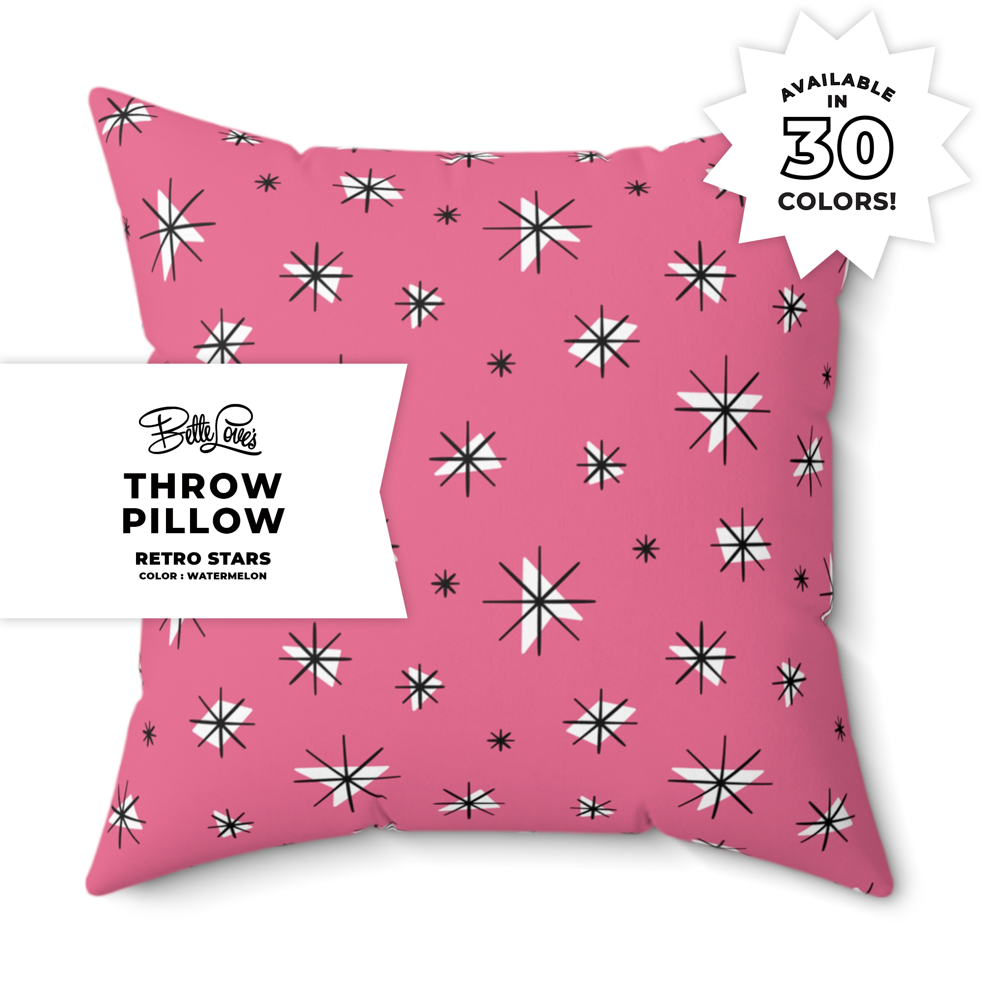 Retro Stars Throw Pillow in Watermelon product thumbnail image Retro Stars Throw Pillow in Watermelon product thumbnail image