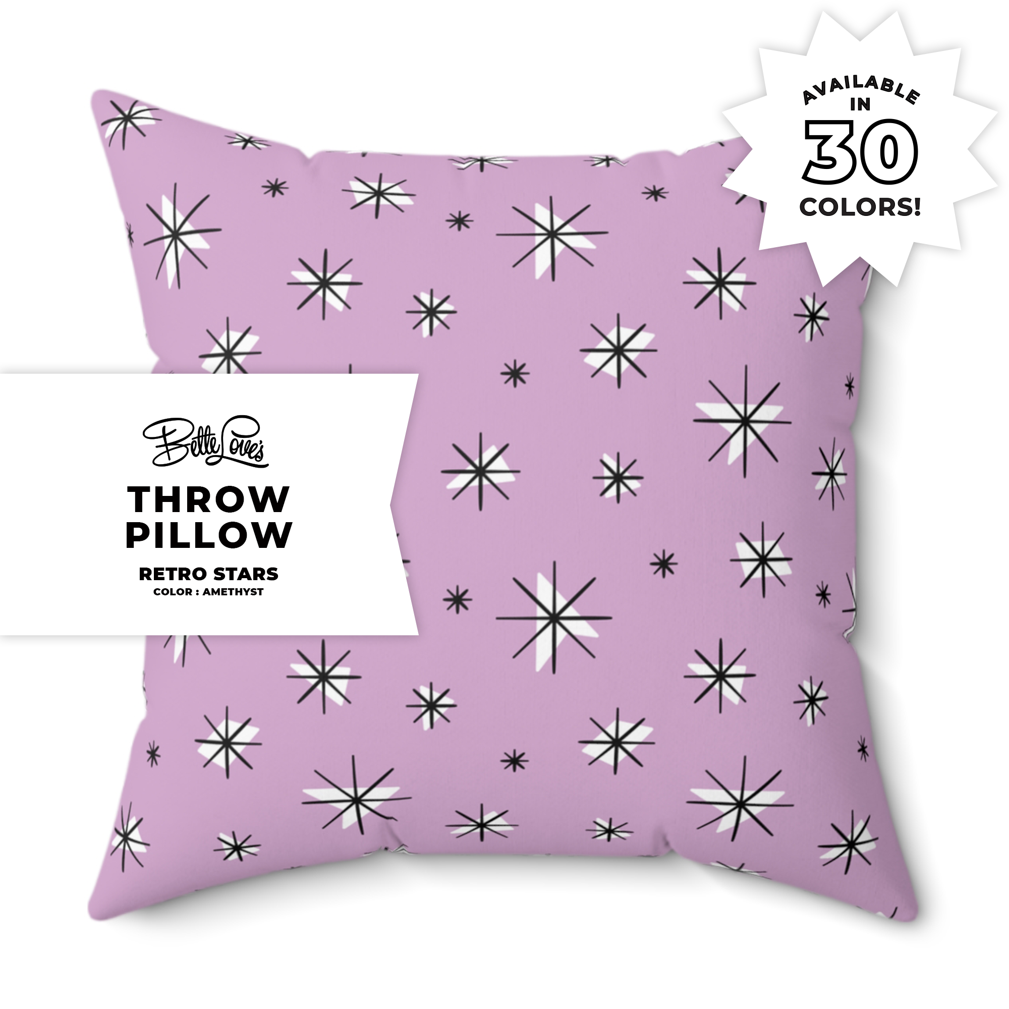 Retro Stars Throw Pillow in Amethyst Retro Stars Throw Pillow in Amethyst