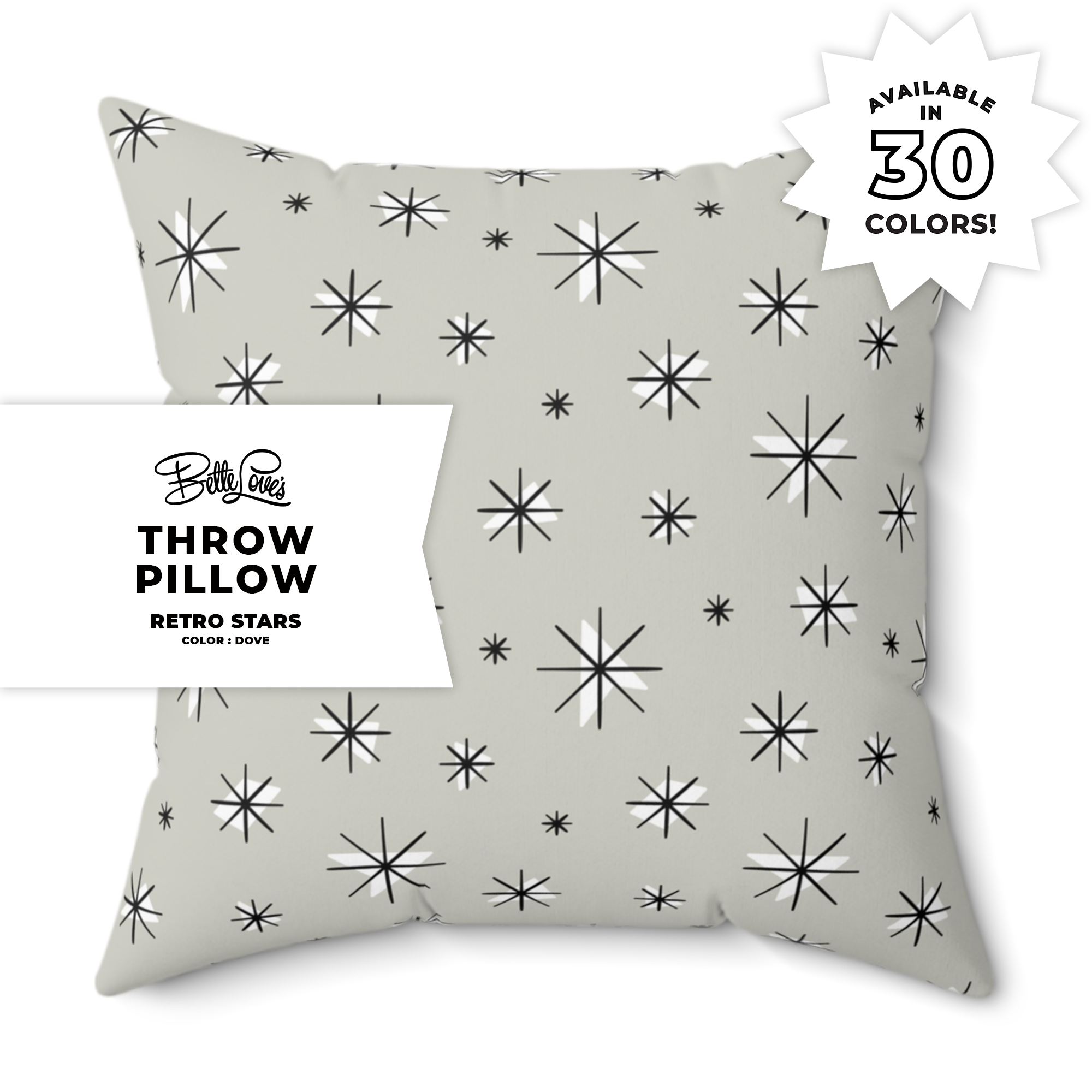 Retro Stars Throw Pillow in Dove Retro Stars Throw Pillow in Dove