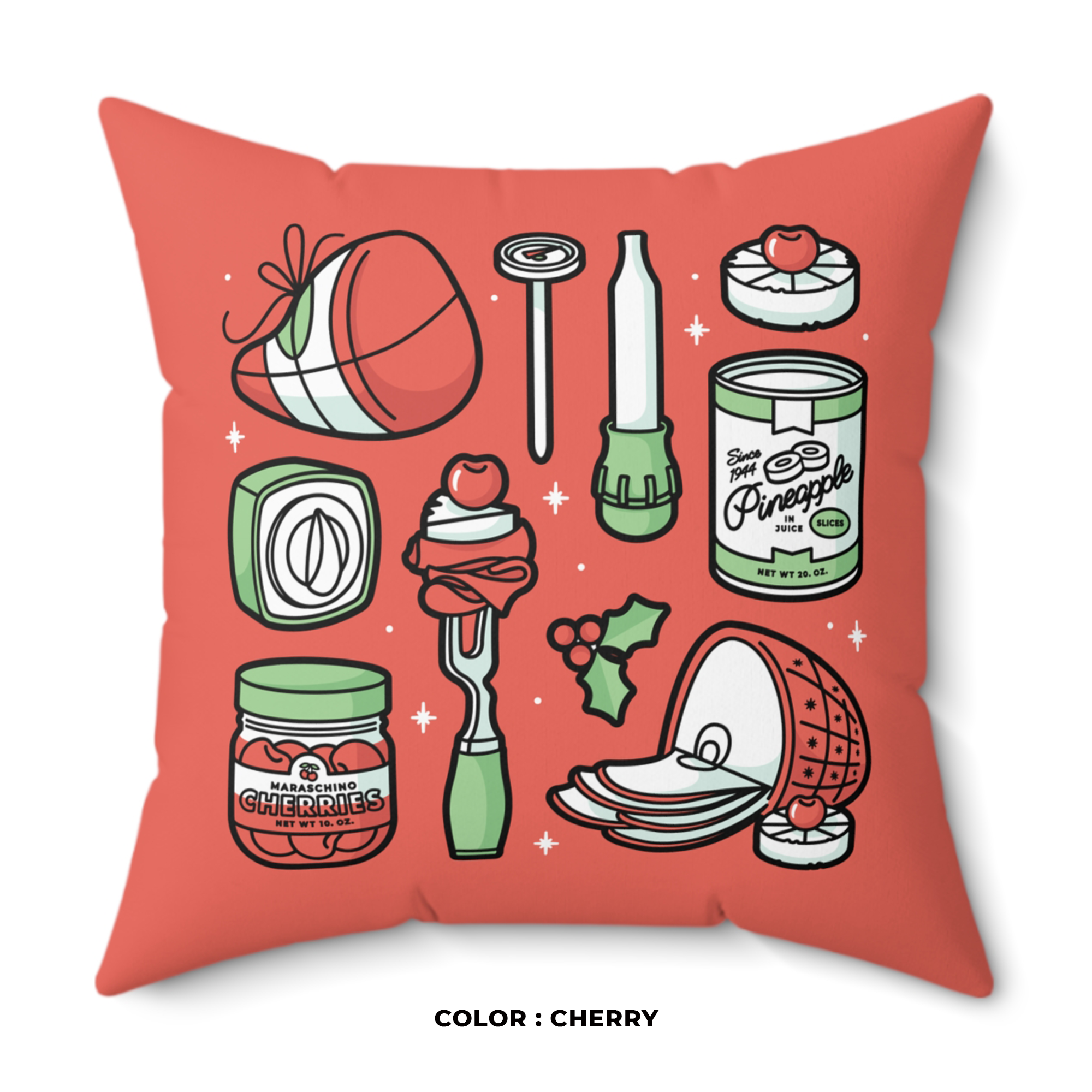 Christmas Ham Throw Pillow in Cherry product thumbnail image