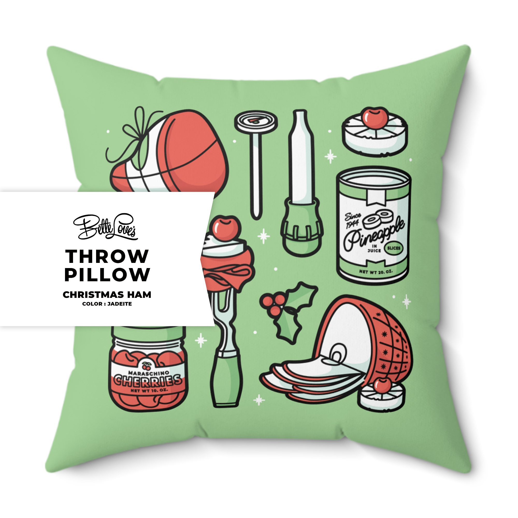 Christmas Ham Throw Pillow in Jadeite Christmas Ham Throw Pillow in Jadeite