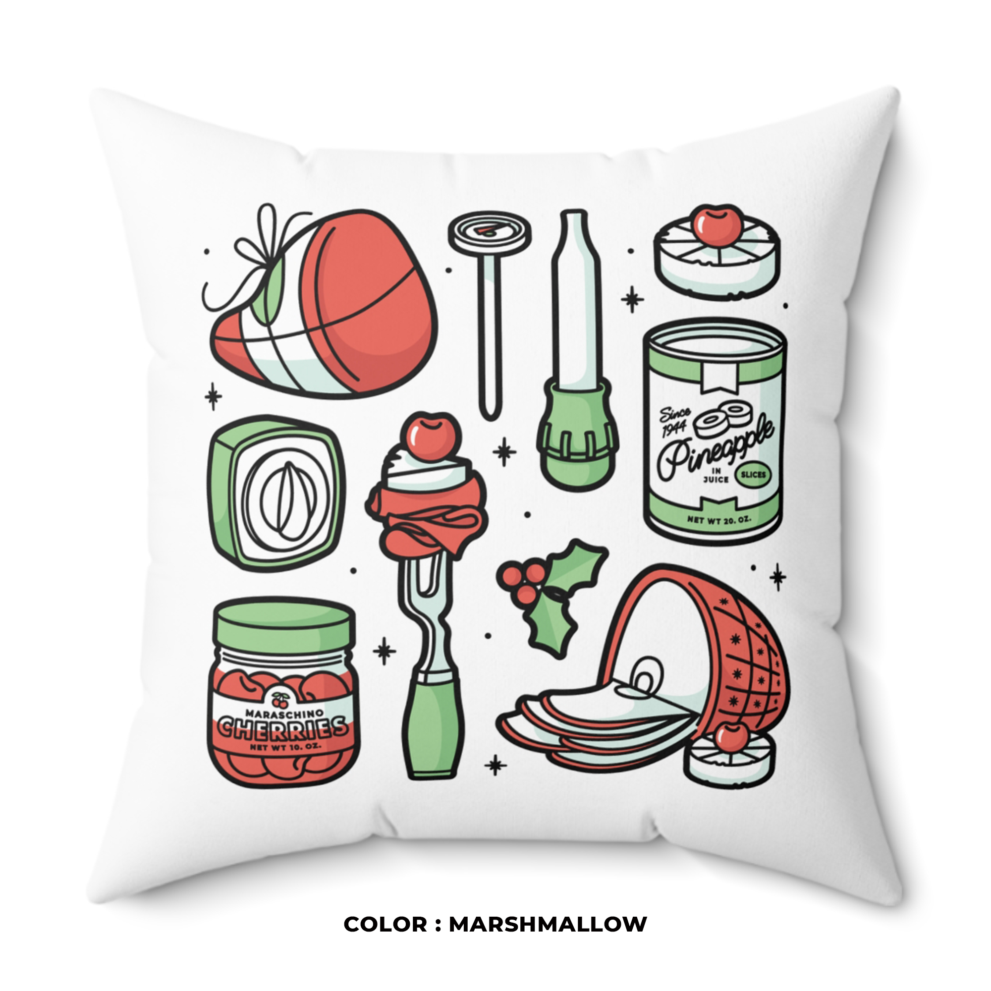 Christmas Ham Throw Pillow in Marshmallow product thumbnail image