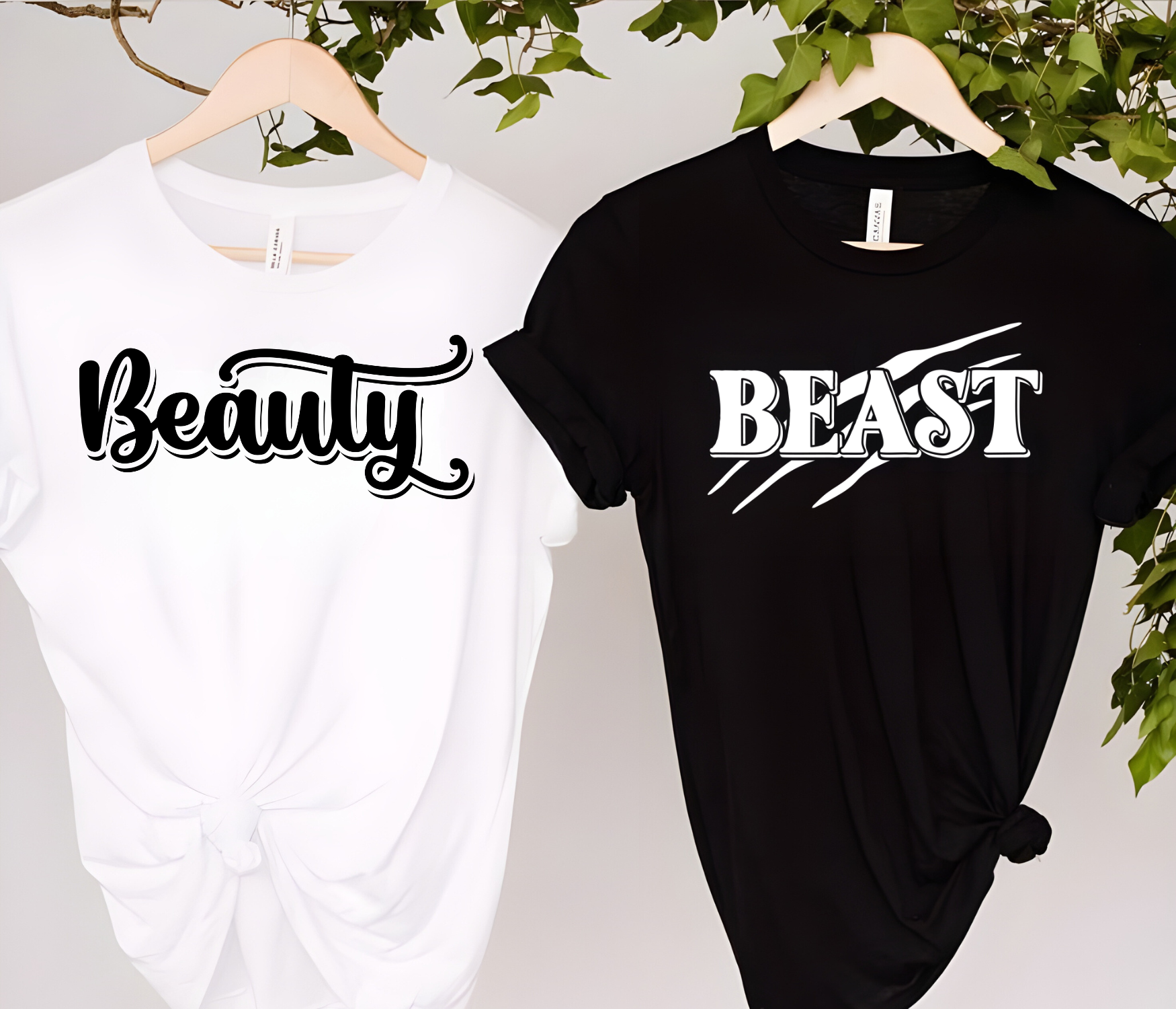Beauty & Beast Matching Couple T-Shirt Set Beauty & Beast Matching Couple T-Shirt Set