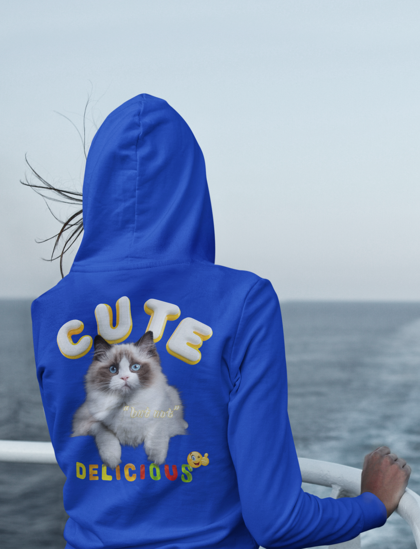 "Cute but Not Delicious" Three-Panel Fleece Hoodie – Adorable Style with a Message product thumbnail image