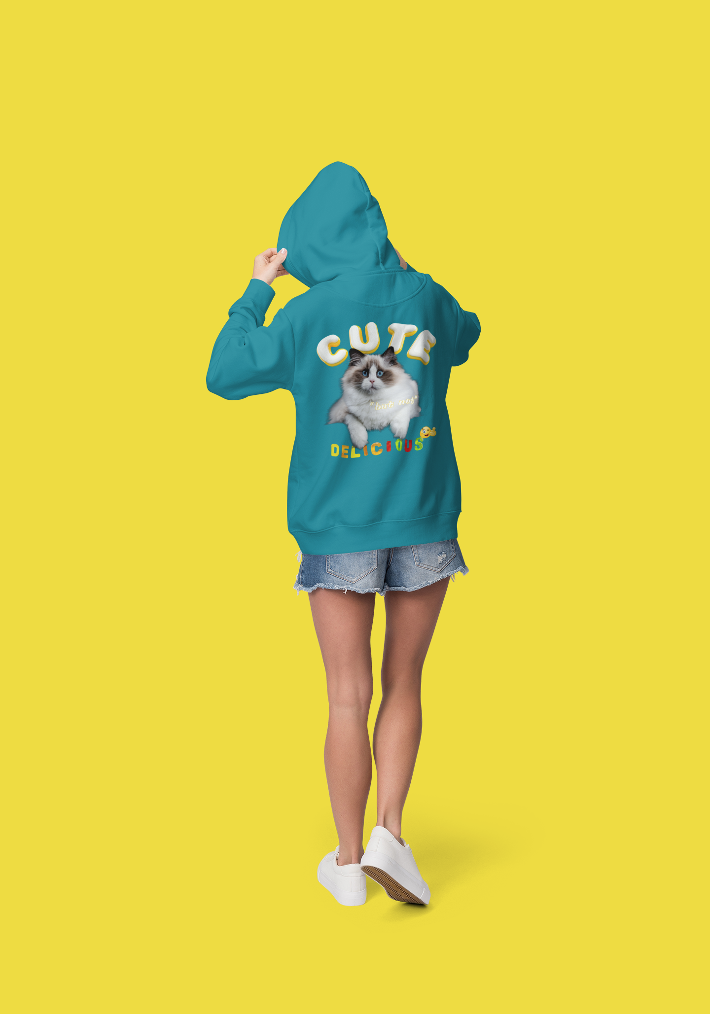 "Cute but Not Delicious" Three-Panel Fleece Hoodie – Adorable Style with a Message product thumbnail image