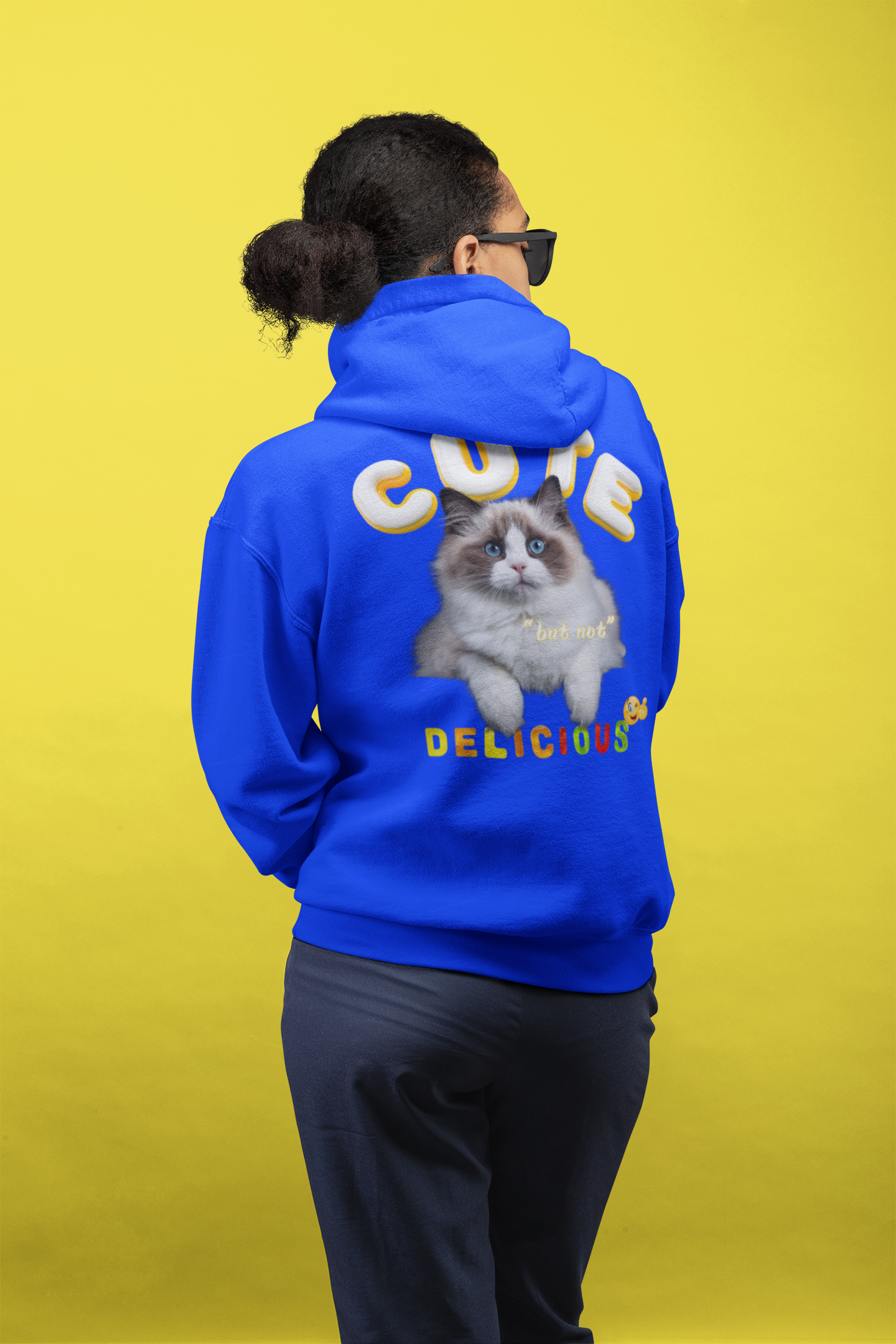 "Cute but Not Delicious" Three-Panel Fleece Hoodie – Adorable Style with a Message product thumbnail image
