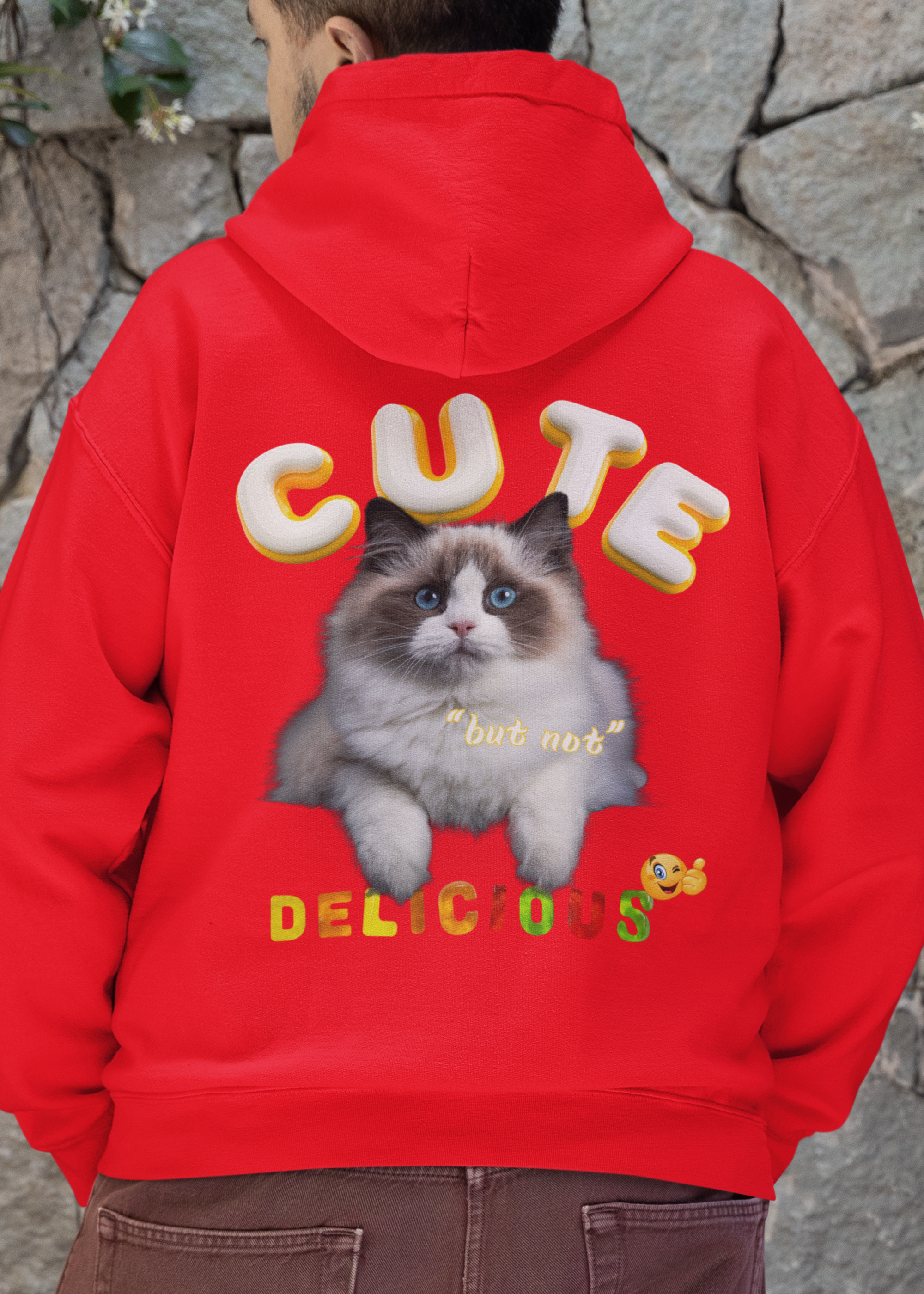 "Cute but Not Delicious" Three-Panel Fleece Hoodie – Adorable Style with a Message product thumbnail image