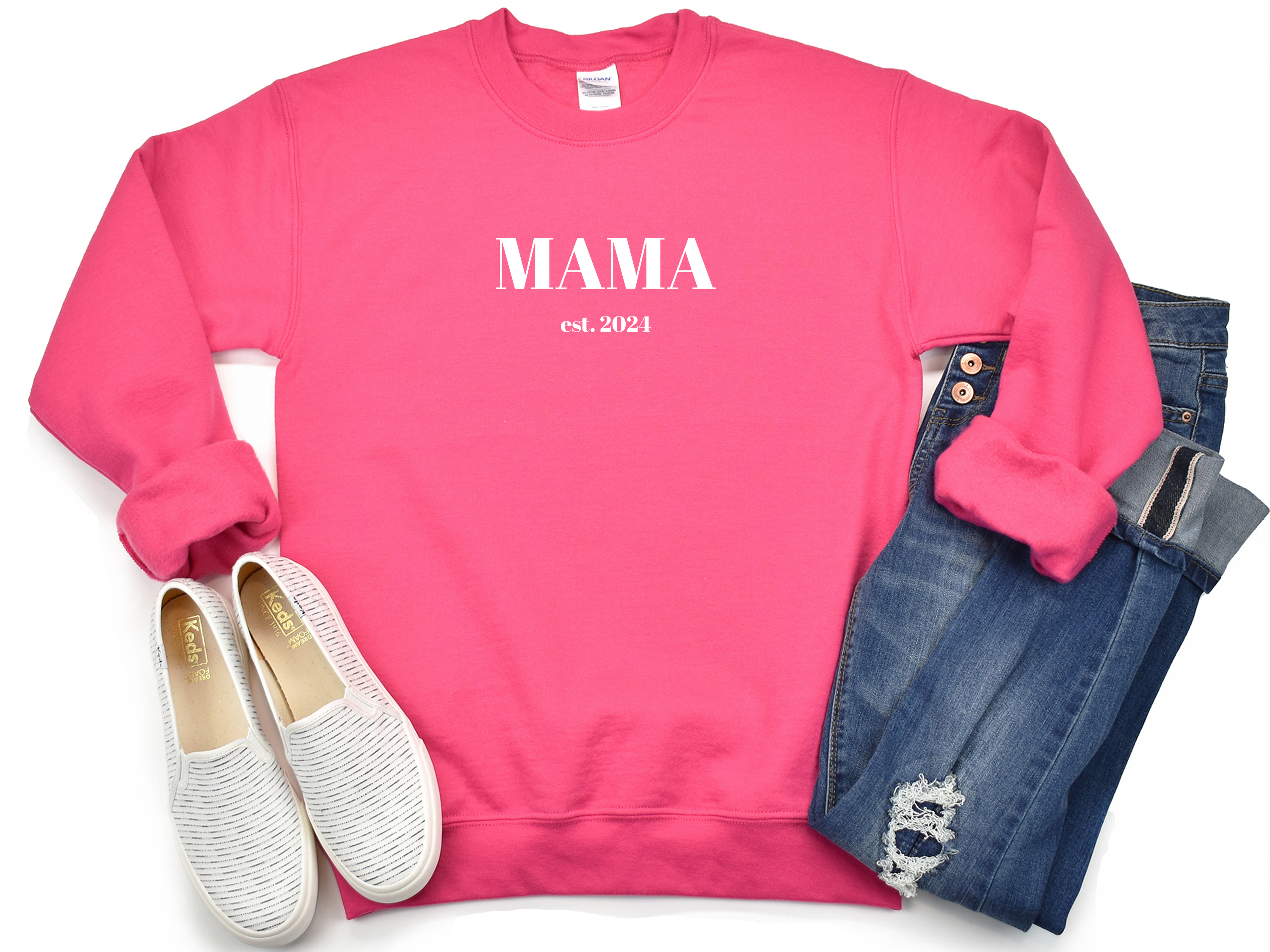Mama est 2024 Sweatshirt, Mom Birthday Present, New Mom Sweater, Mama Sweatshirt product thumbnail image Mama est 2024 Sweatshirt, Mom Birthday Present, New Mom Sweater, Mama Sweatshirt product thumbnail image
