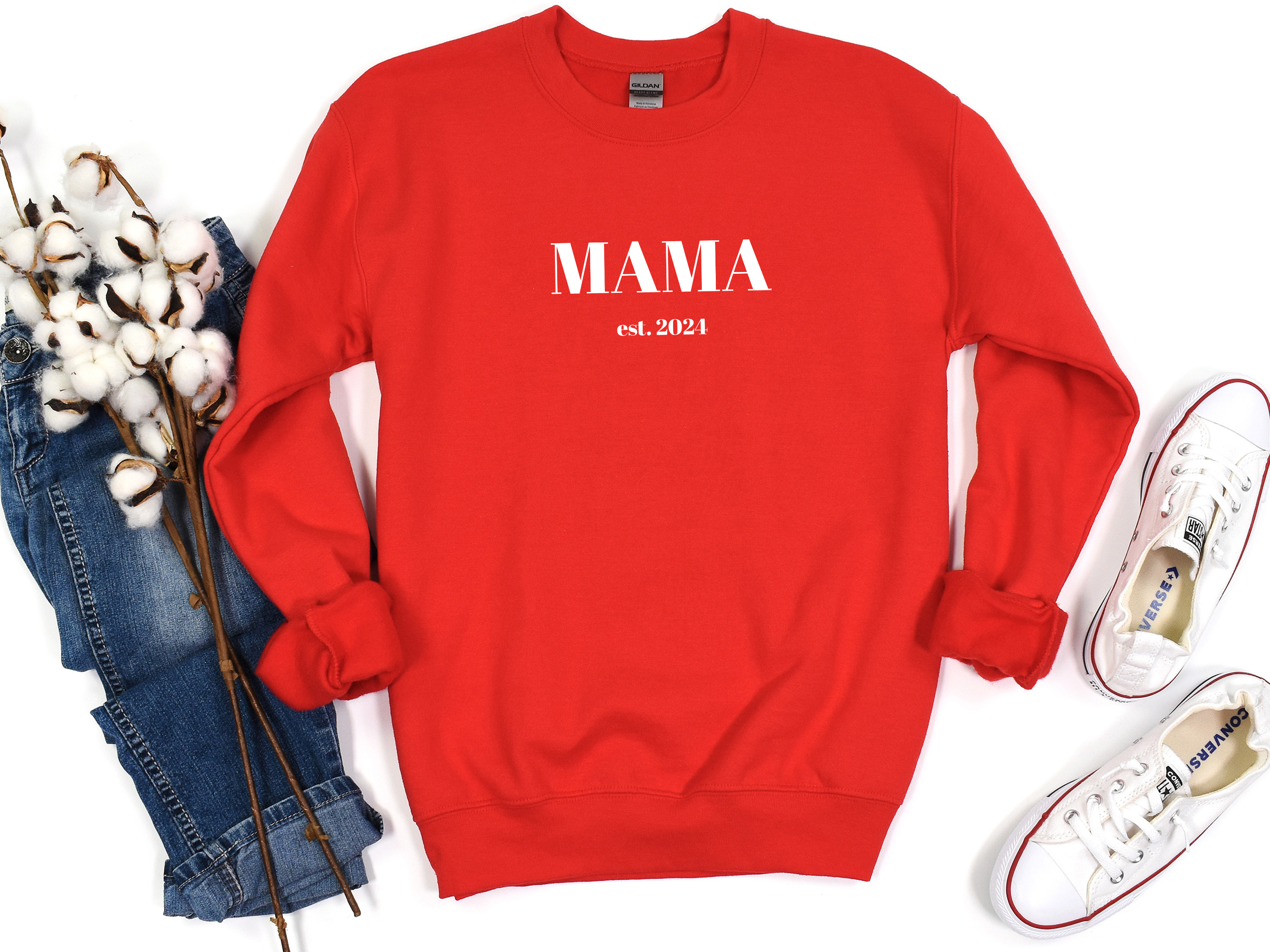 Mama est 2024 Sweatshirt, Mom Birthday Present, New Mom Sweater, Mama Sweatshirt product thumbnail image Mama est 2024 Sweatshirt, Mom Birthday Present, New Mom Sweater, Mama Sweatshirt product thumbnail image