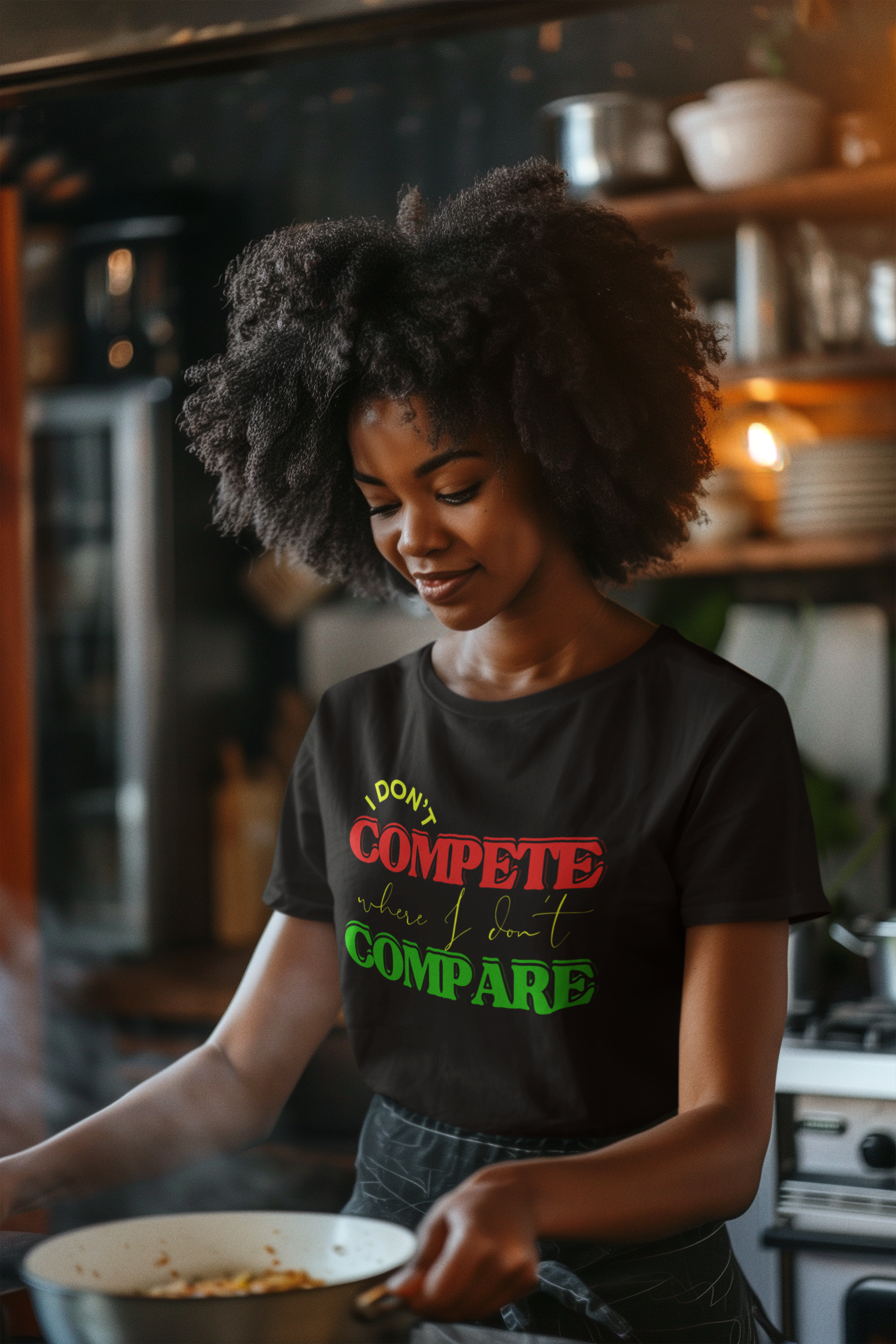 I Don't Compete, Where I Don't Compare, Self Love T-Shirt, Melanin T-Shirts for Black Women, Black Girl Magic,  product thumbnail image