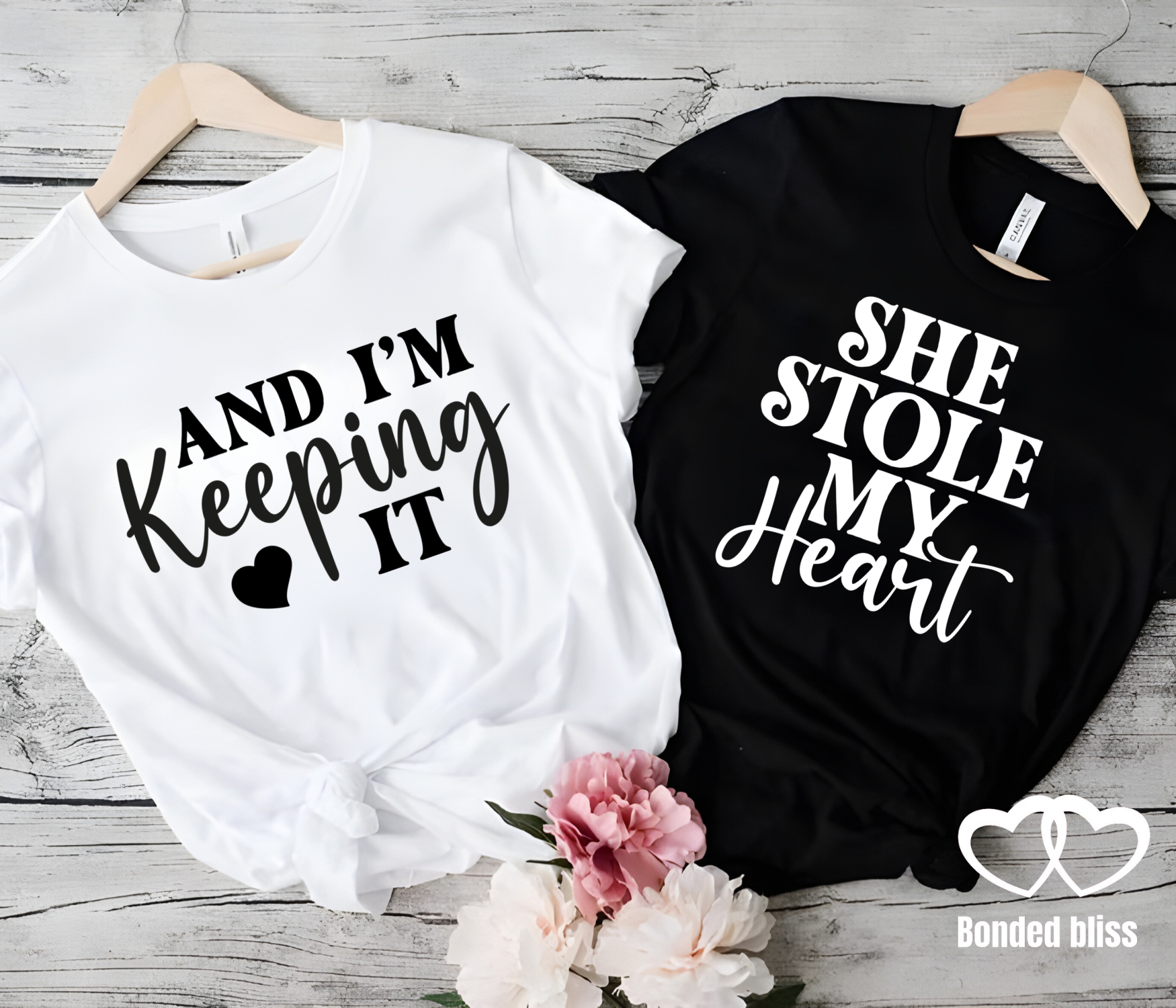 Couples T-Shirt Set - "She Stole My Heart" & "And I'm Keeping It" Couples T-Shirt Set - "She Stole My Heart" & "And I'm Keeping It"