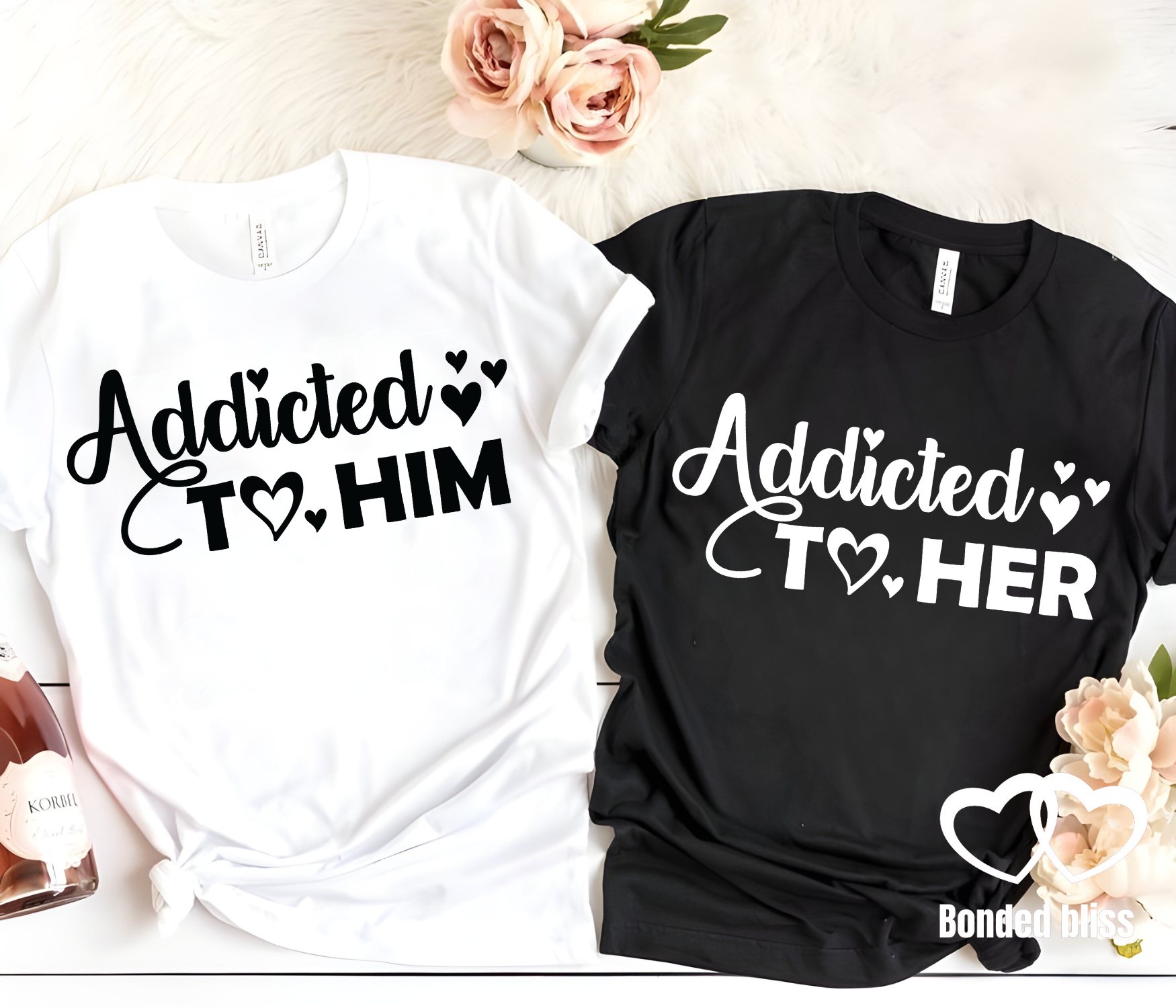Couples Matching T-Shirts: “Addicted to Him” & “Addicted to Her” Couples Matching T-Shirts: “Addicted to Him” & “Addicted to Her”