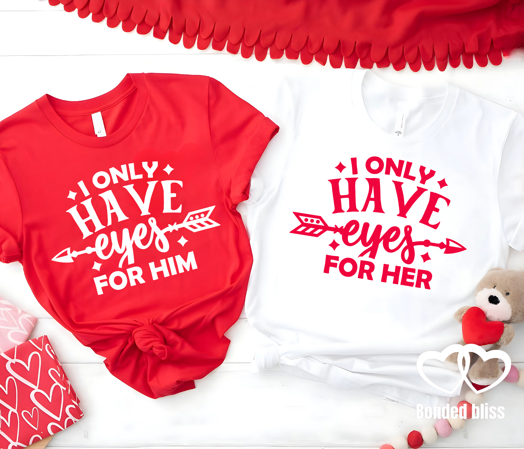 I Only Have Eyes for You | Matching Couples T-Shirt Set for Him & Her – Perfect for Valentine's Day, Anniversaries & Romantic Gifts" I Only Have Eyes for You | Matching Couples T-Shirt Set for Him & Her – Perfect for Valentine's Day, Anniversaries & Romantic Gifts"