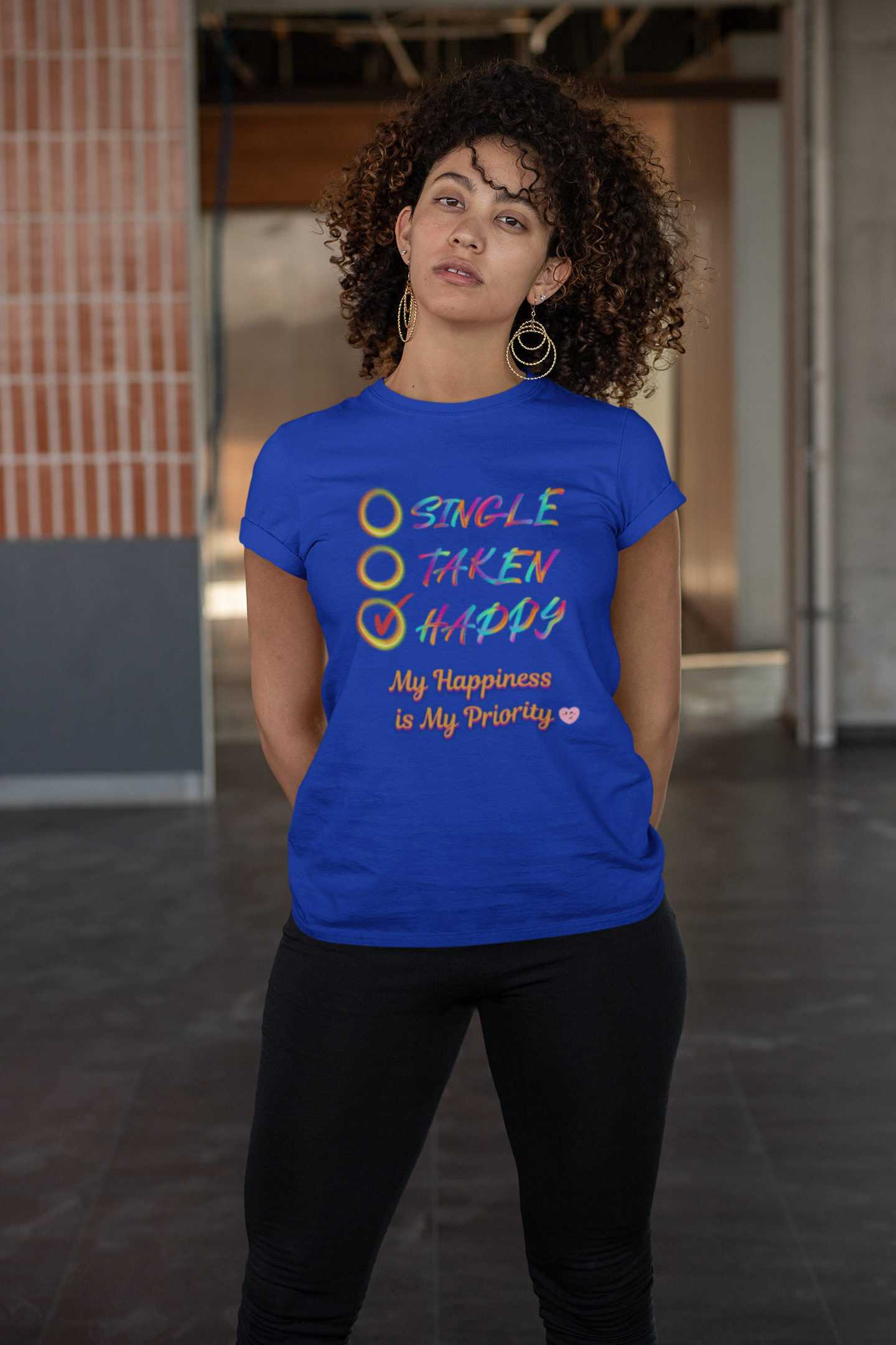 My Happiness is My Priority, Unisex Midweight T-shirt, Valentine to Myself T-Shirt, Valentine T-Shirt, Self-Love T-Shirts, Taken, Single Happy product thumbnail image