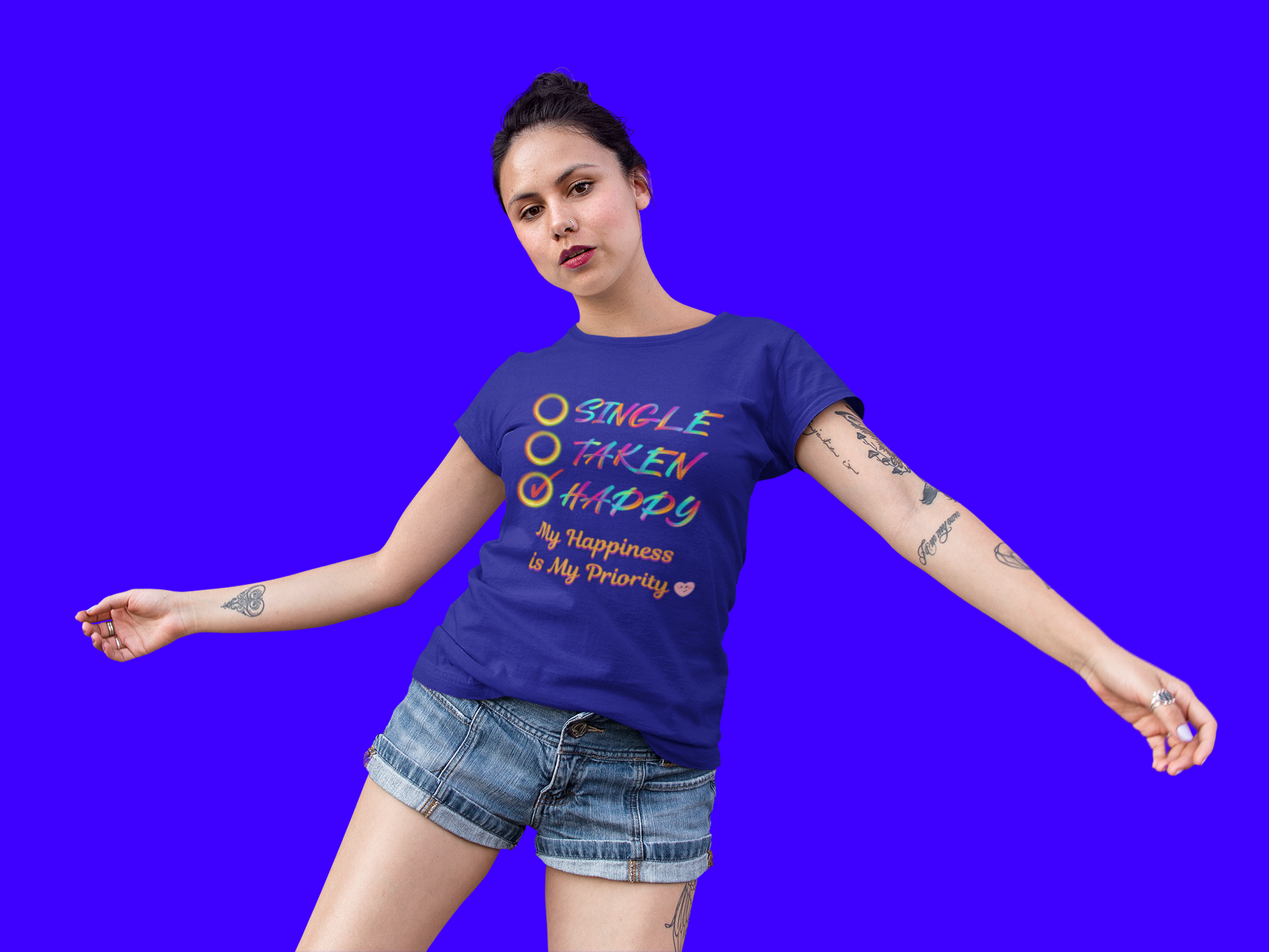 My Happiness is My Priority, Unisex Midweight T-shirt, Valentine to Myself T-Shirt, Valentine T-Shirt, Self-Love T-Shirts, Taken, Single Happy product thumbnail image