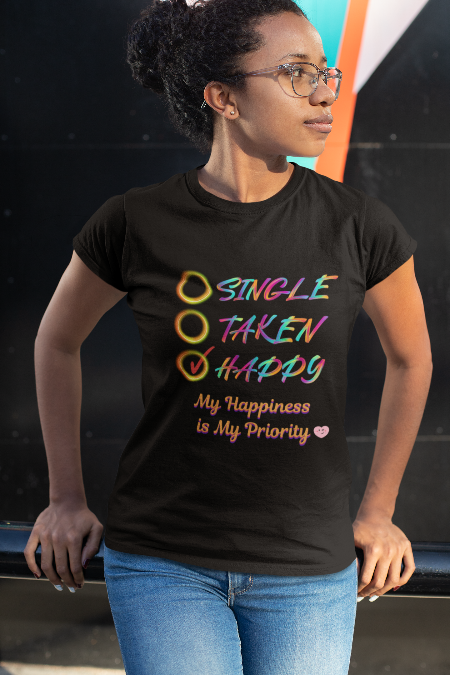 My Happiness is My Priority, Unisex Midweight T-shirt, Valentine to Myself T-Shirt, Valentine T-Shirt, Self-Love T-Shirts, Taken, Single Happy product thumbnail image