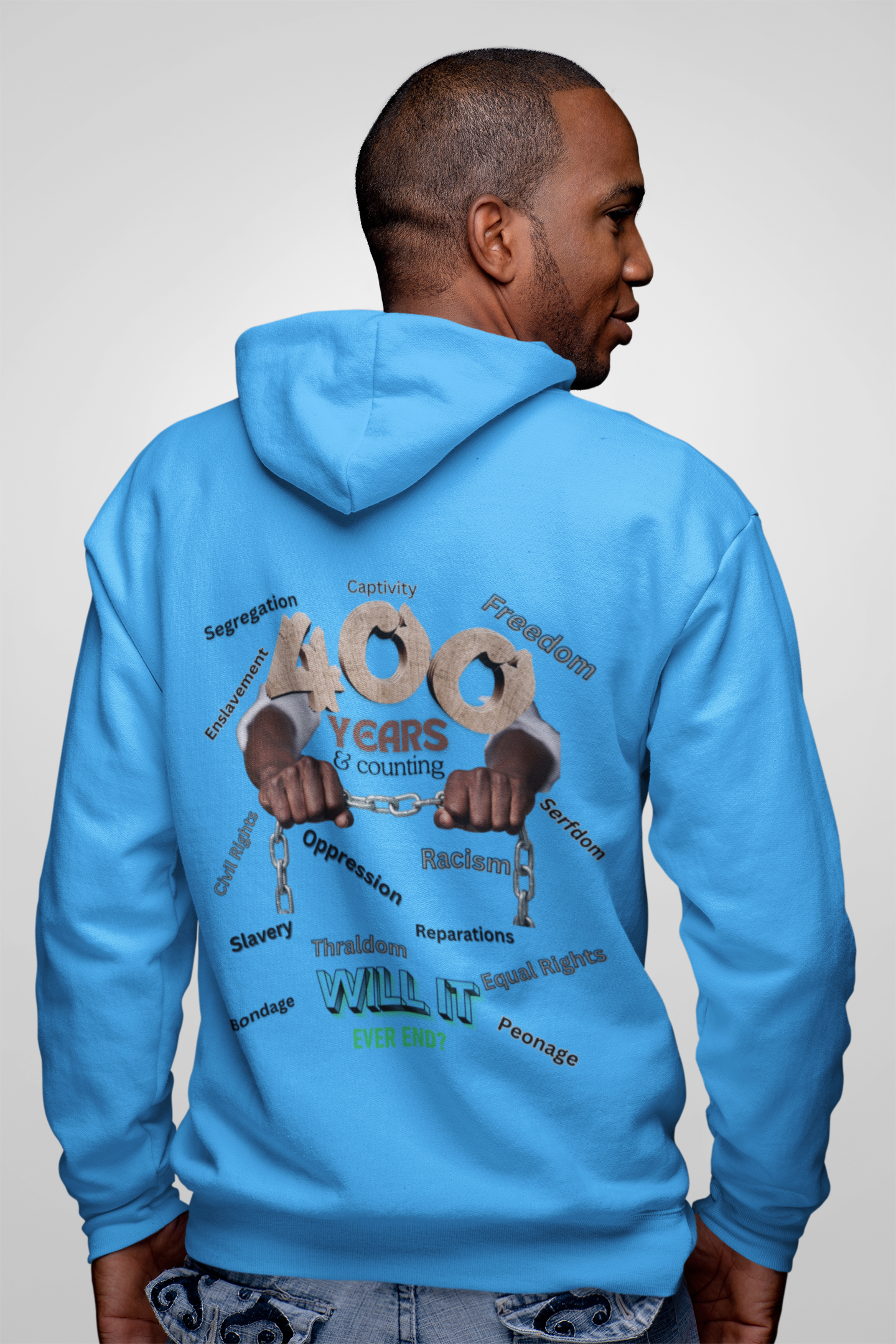 400 Years: Will It Ever End? Unisex Champion Hoodie, Black History Month, CRT, History Can't Be Erased, product thumbnail image