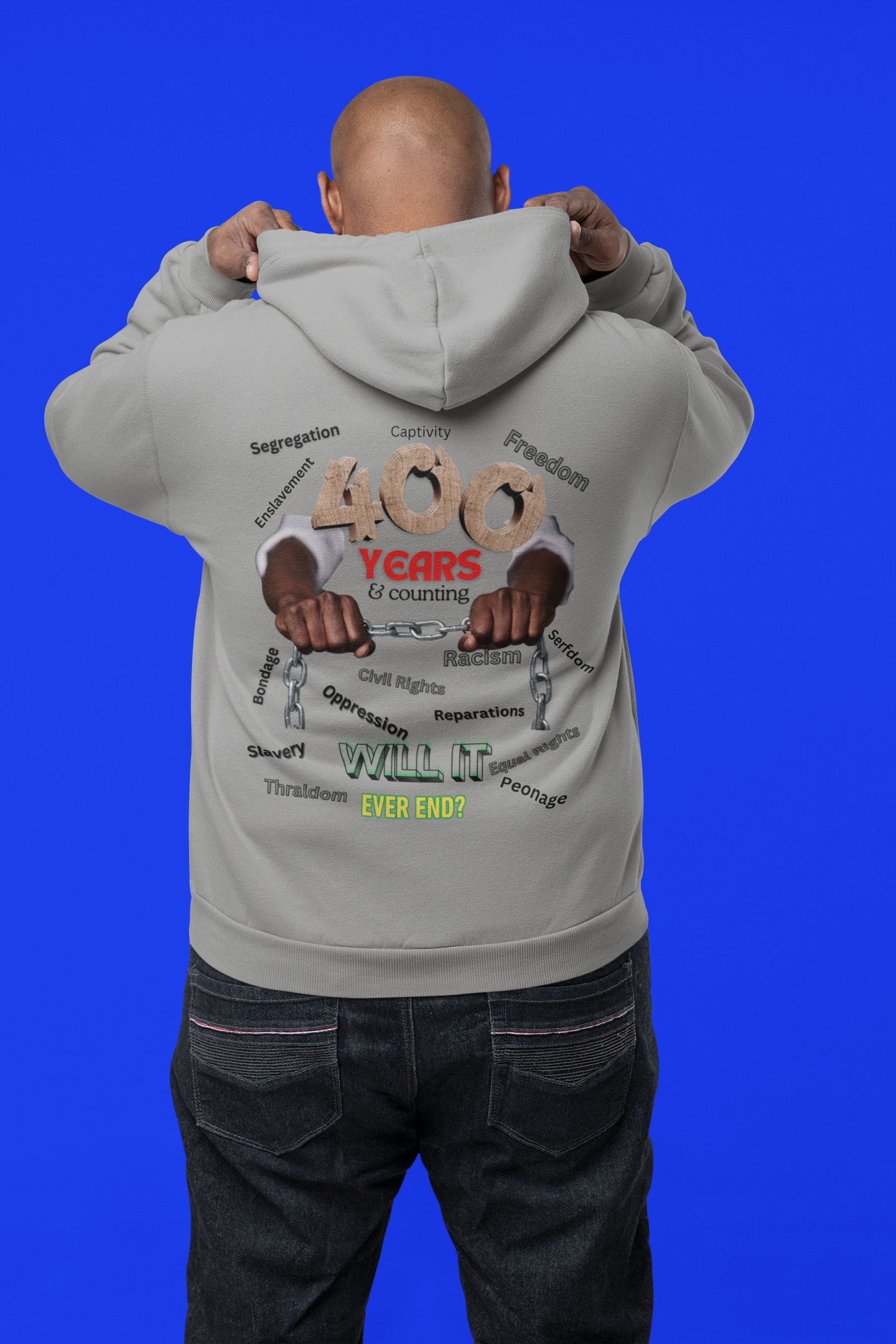 400 Years: Will It Ever End? Unisex Champion Hoodie, Black History Month, CRT, History Can't Be Erased, product thumbnail image