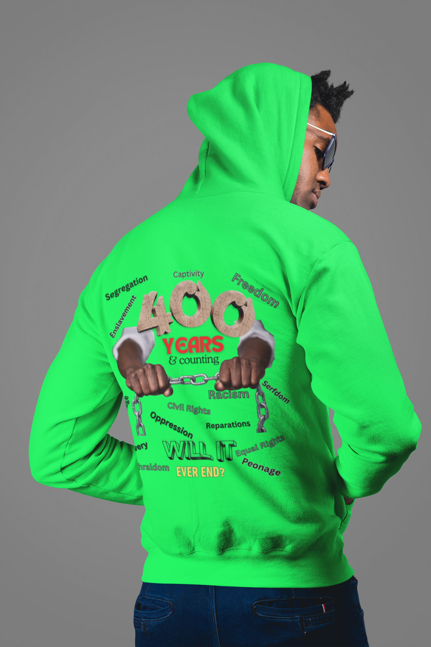 400 Years: Will It Ever End? Unisex Champion Hoodie, Black History Month, CRT, History Can't Be Erased, product thumbnail image