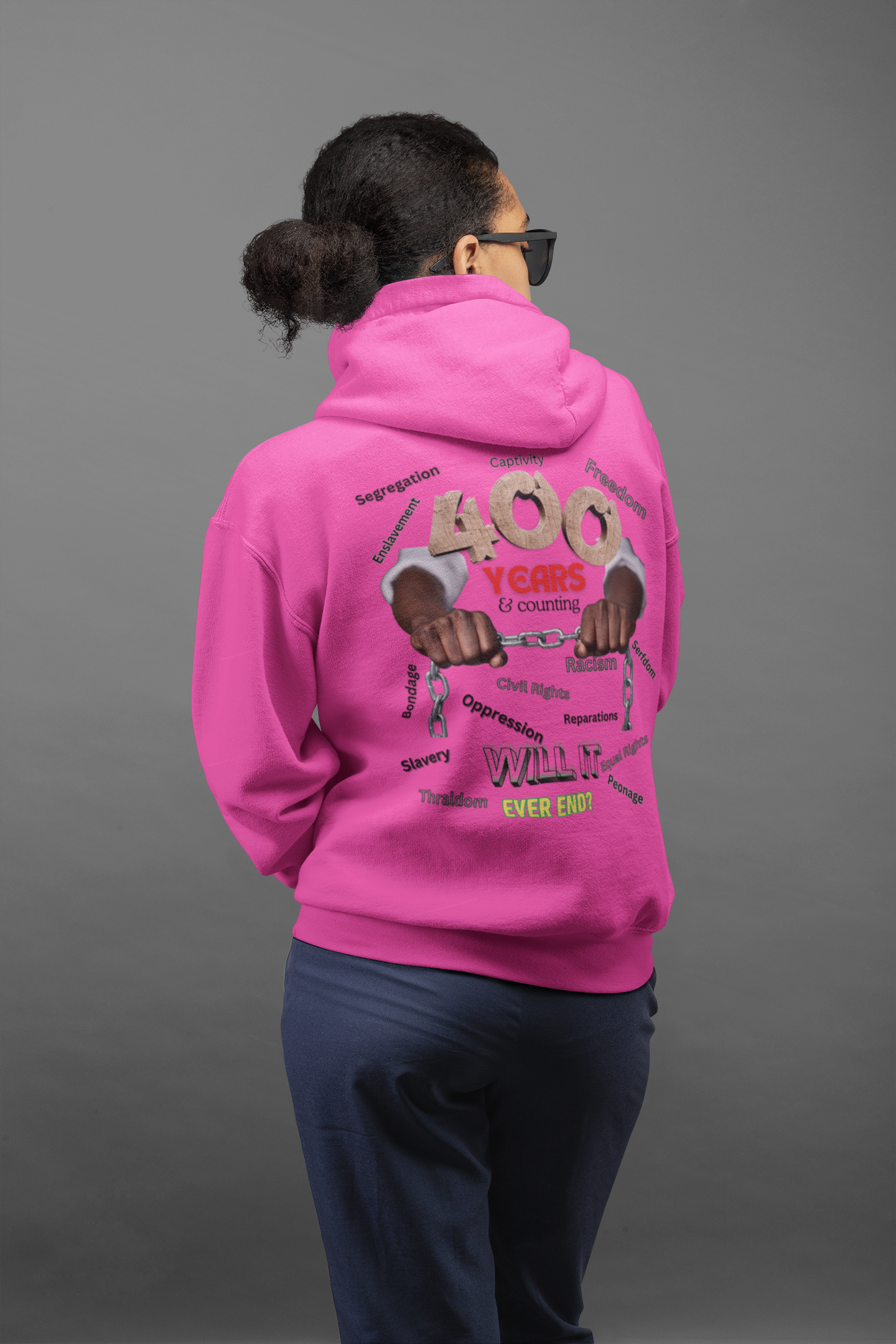 400 Years: Will It Ever End? Unisex Champion Hoodie, Black History Month, CRT, History Can't Be Erased, product thumbnail image